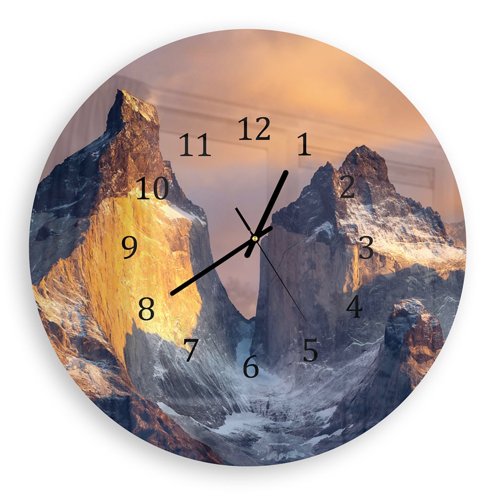 Wanduhr Rund - Hohe raue Berge