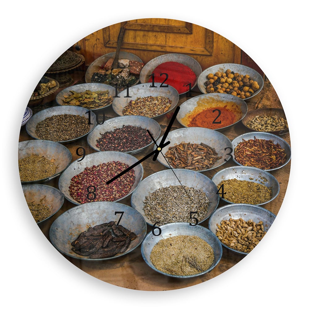 Wanduhr Rund - Orientalischer Gewürzmarkt