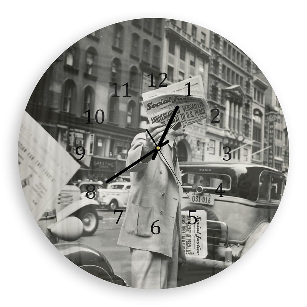 Wanduhr Rund - New York in Schwarz-Weiß