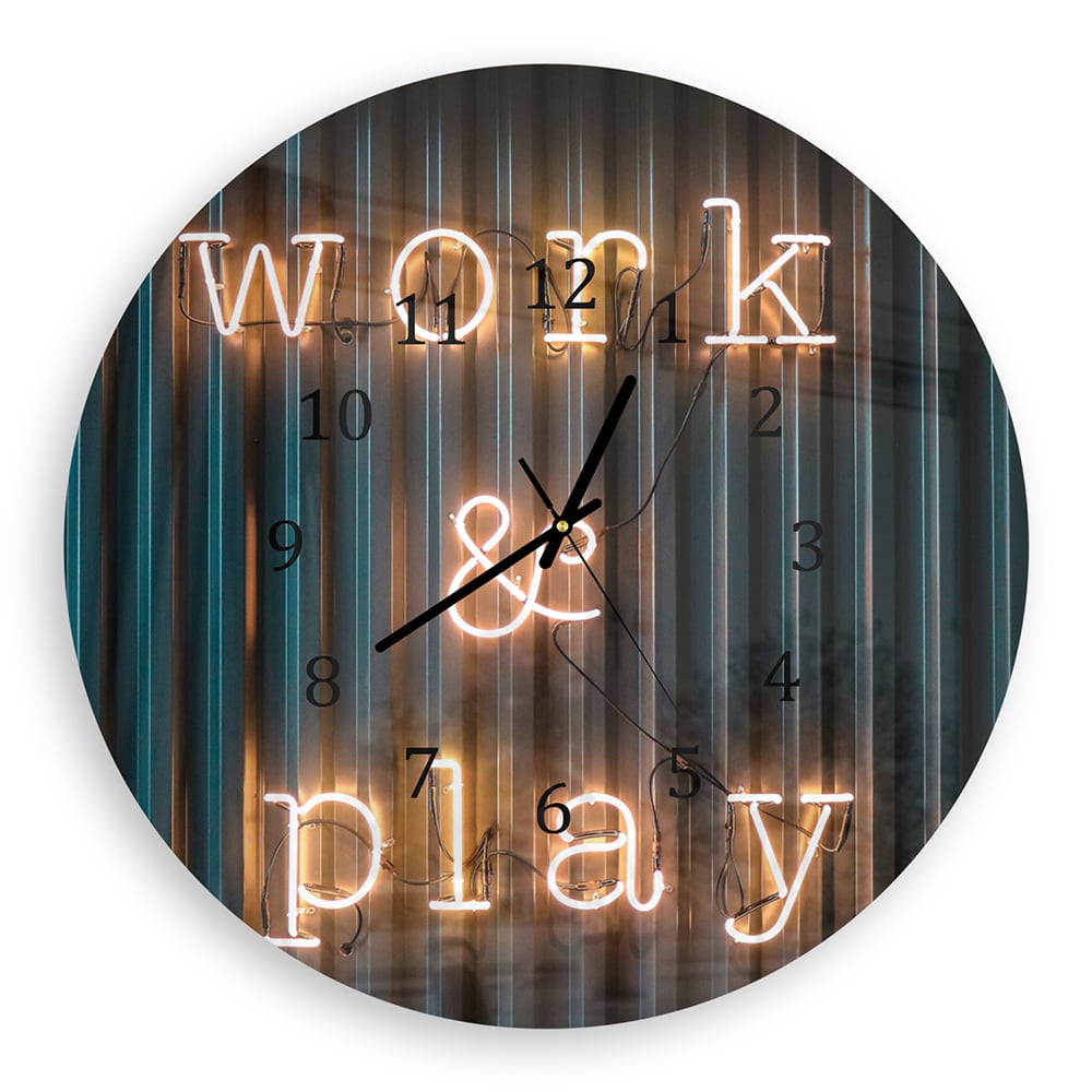 Wanduhr Rund - Work & Play