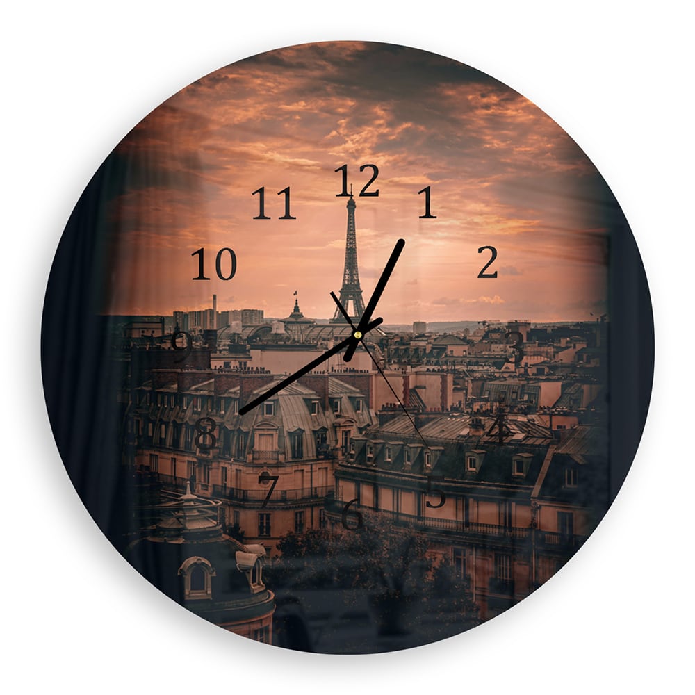 Wanduhr Rund - Paris in der Dämmerung
