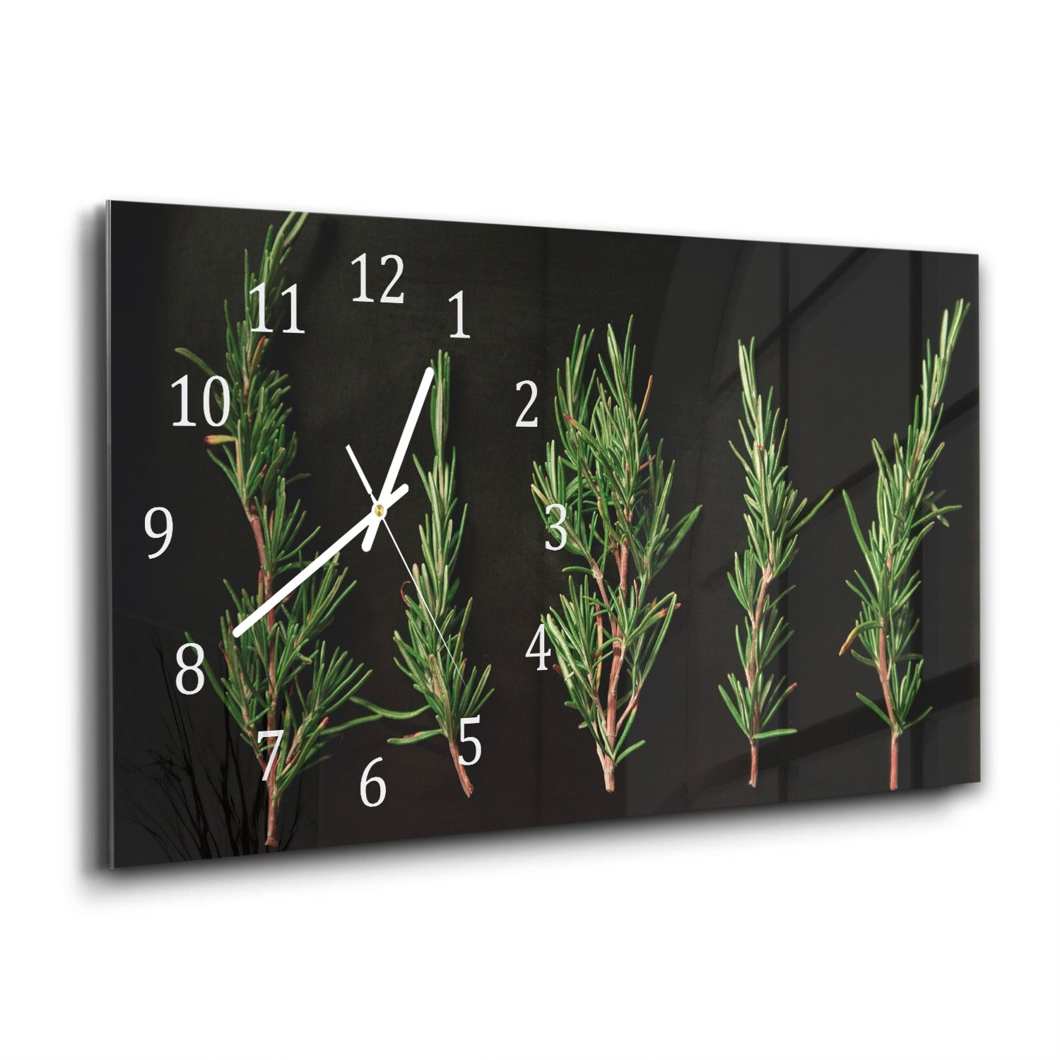 Wanduhr 60x30 - Frische Rosmarinzweige