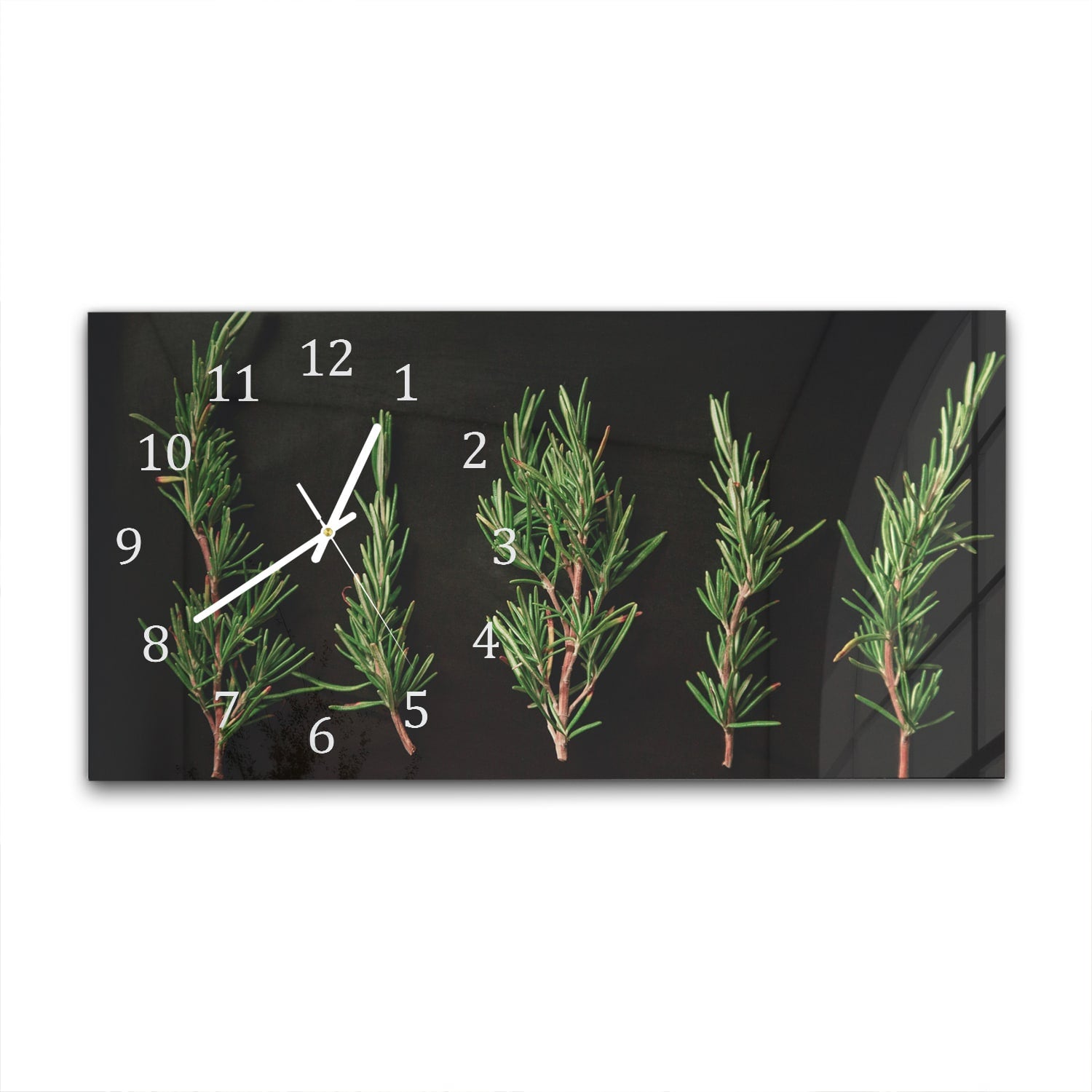 Wanduhr 60x30 - Frische Rosmarinzweige