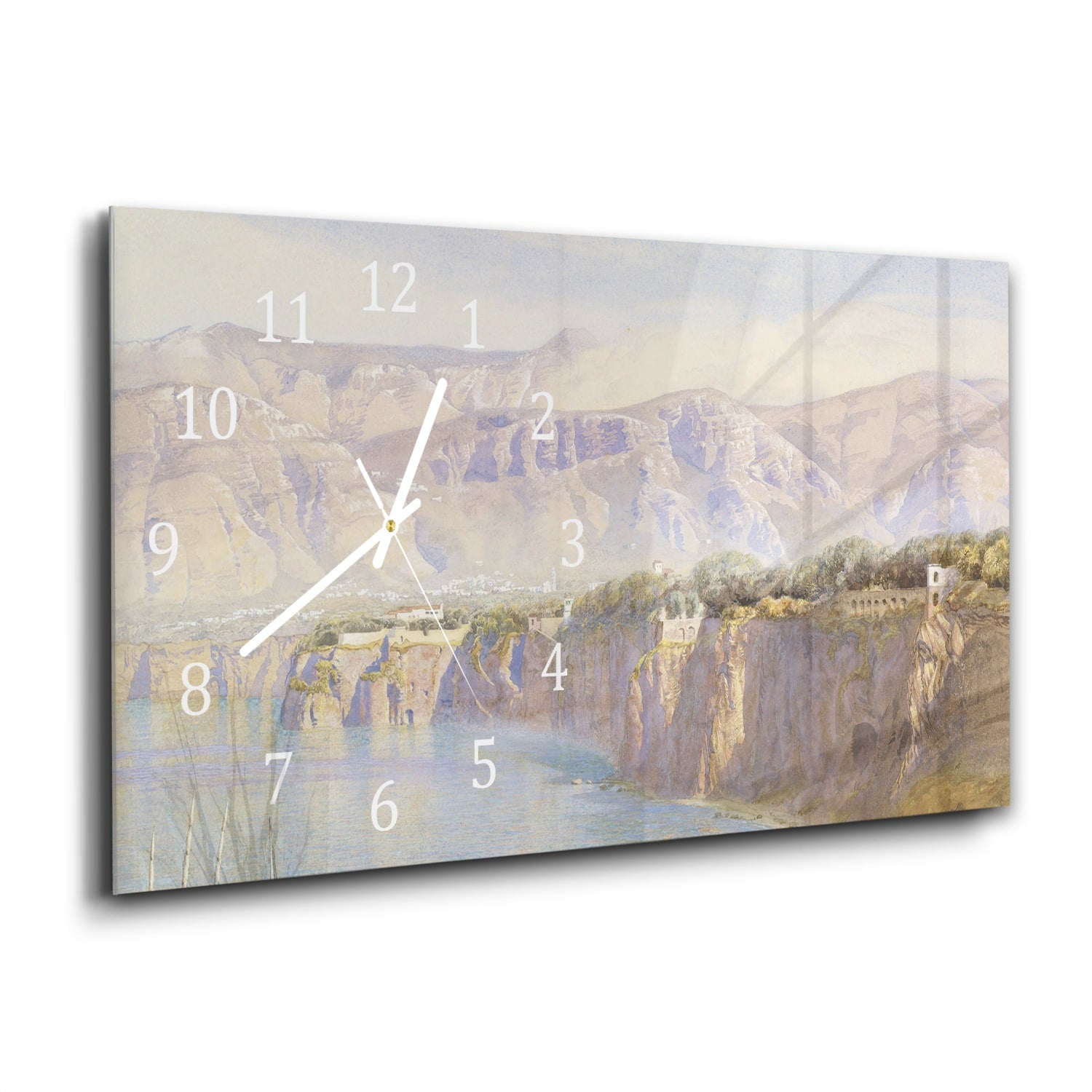 Wanduhr 60x30 - Aquarell-Gemälde hohe Küste