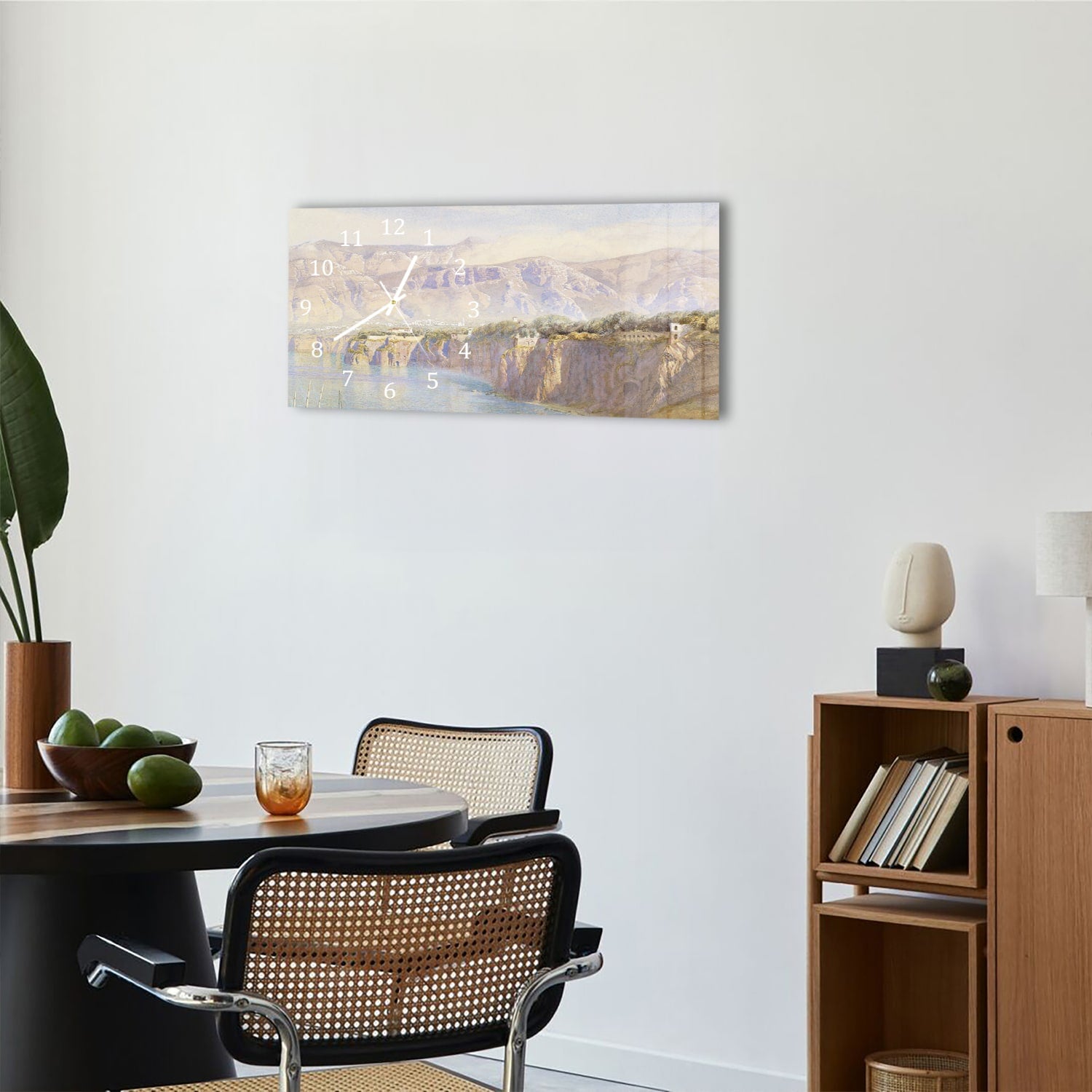 Wanduhr 60x30 - Aquarell-Gemälde hohe Küste