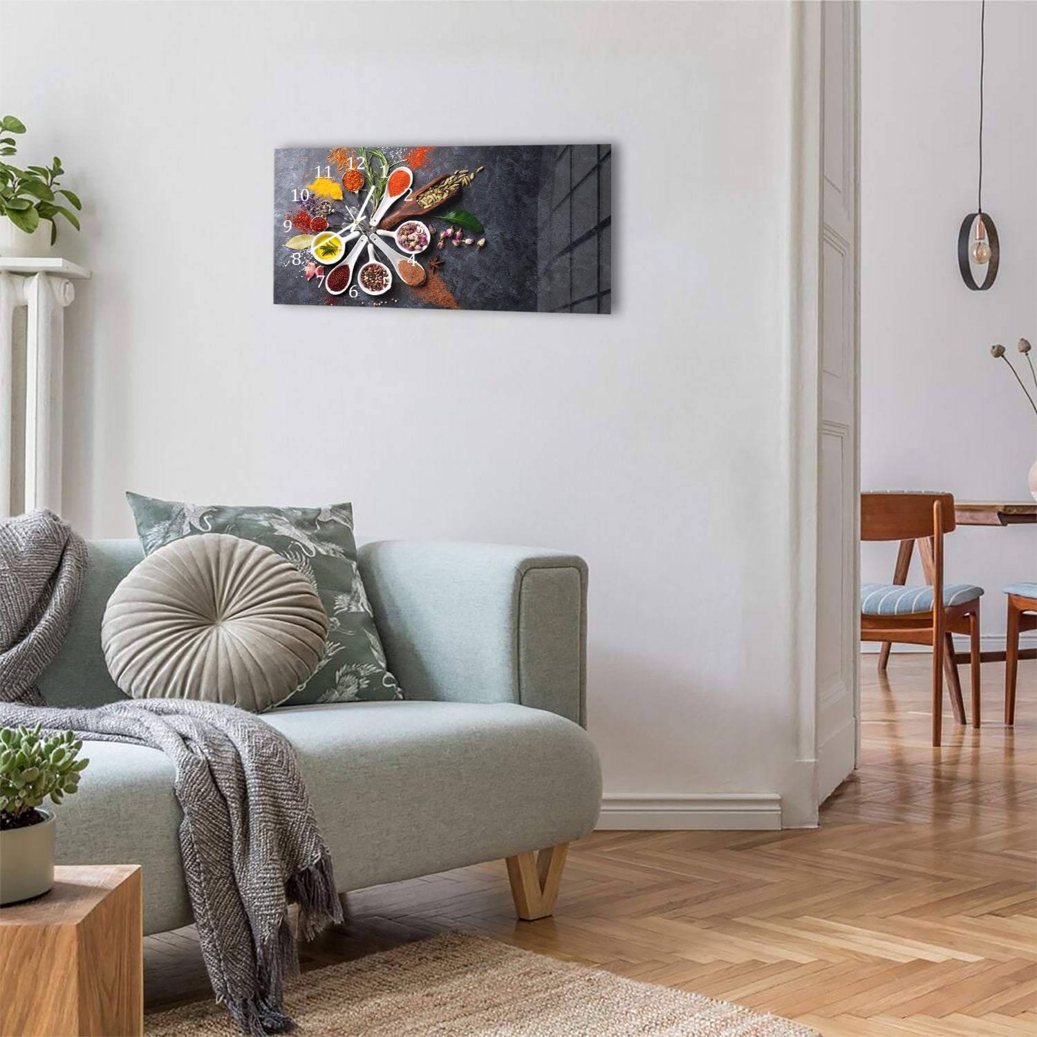 Wanduhr 60x30 - Bunte Kräutermischung