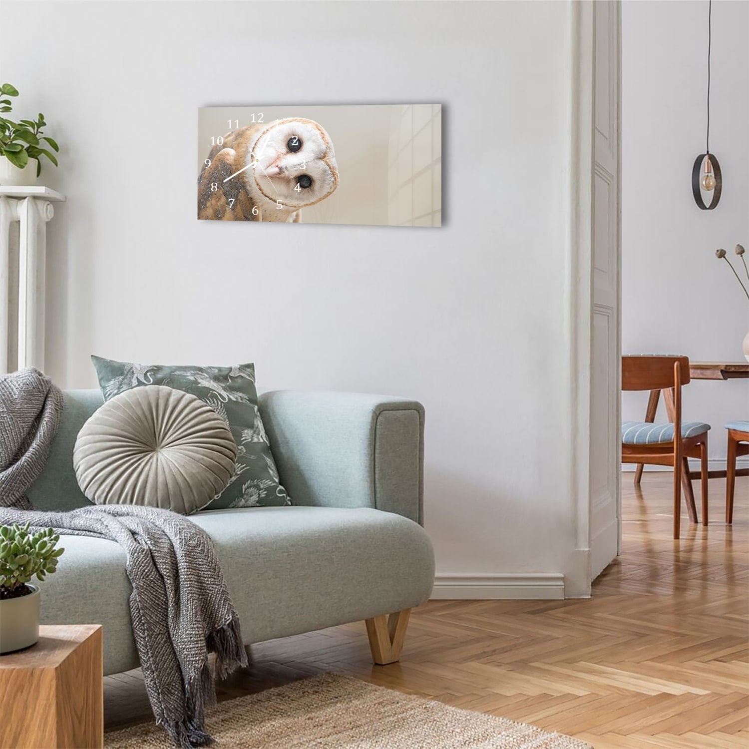 Wanduhr 60x30 - Schleiereule