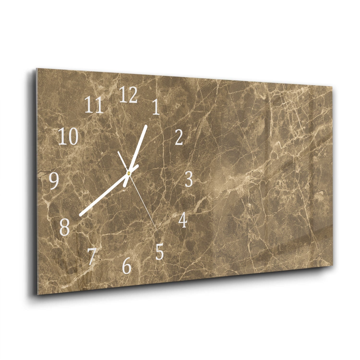 Wanduhr 60x30 - Hellbrauner Marmor