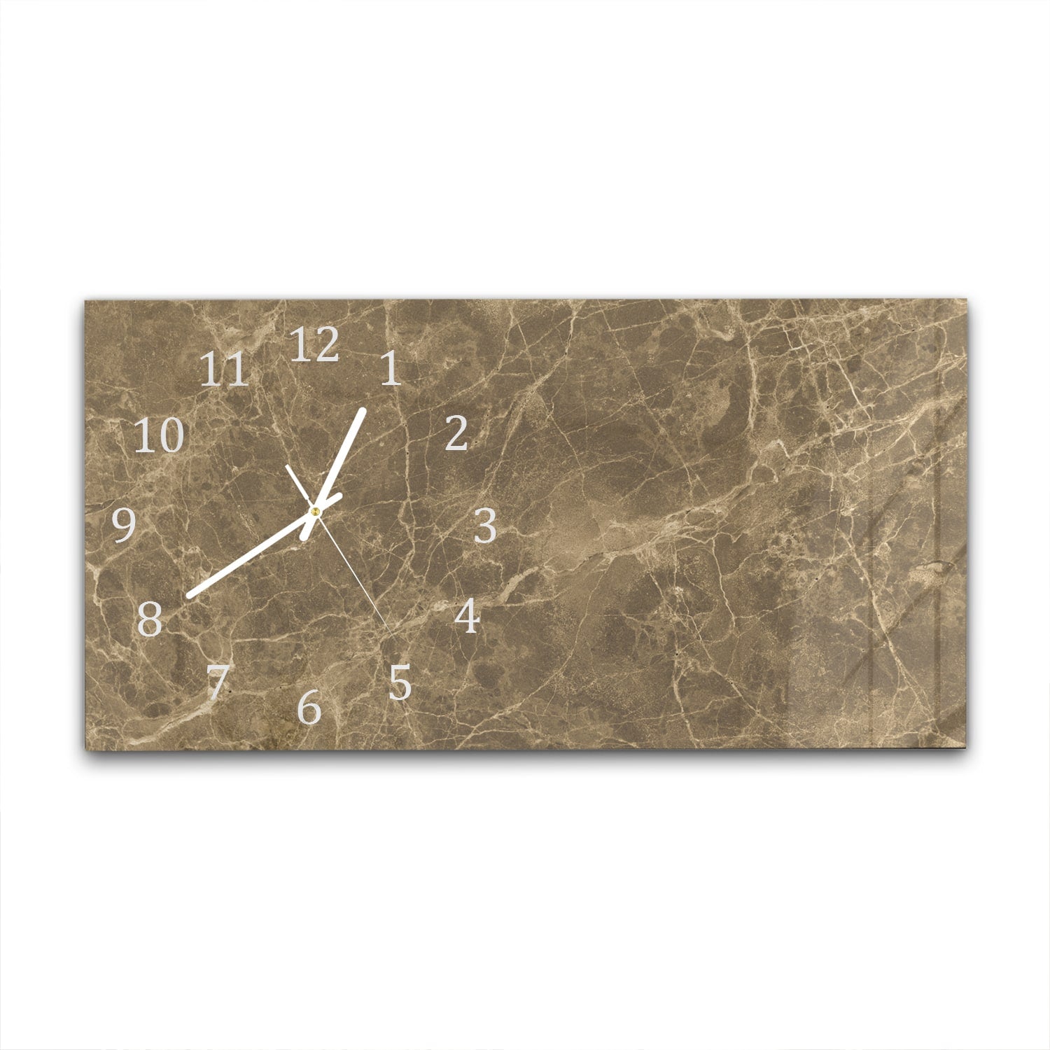 Wanduhr 60x30 - Hellbrauner Marmor