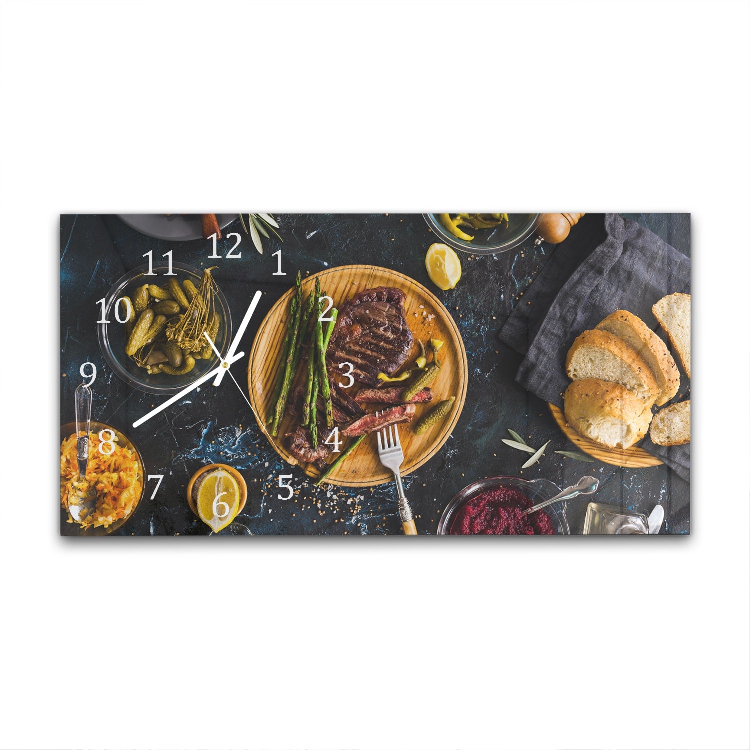 Wanduhr 60x30 - Gemütliche Mahlzeit