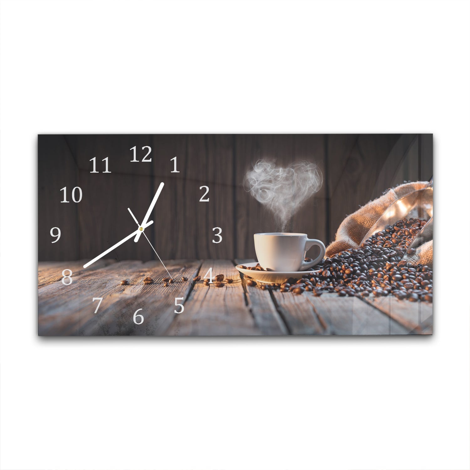 Wanduhr 60x30 - Kaffee-Moment