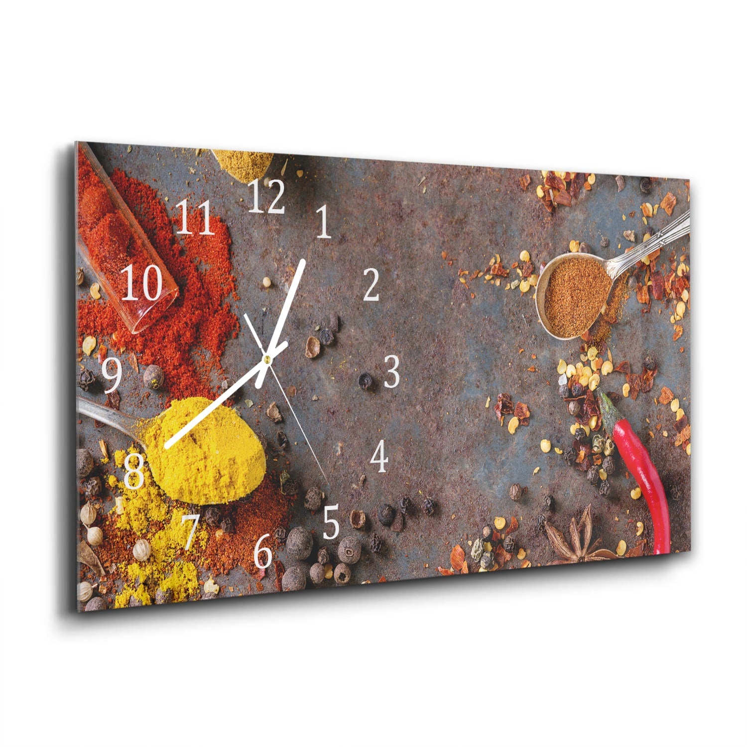 Wanduhr 60x30 - Bunte Gewürze und Kräuter