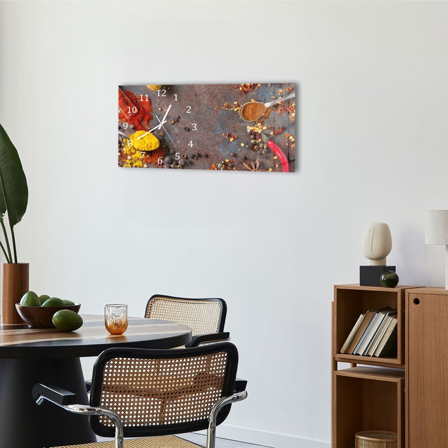 Wanduhr 60x30 - Bunte Gewürze und Kräuter