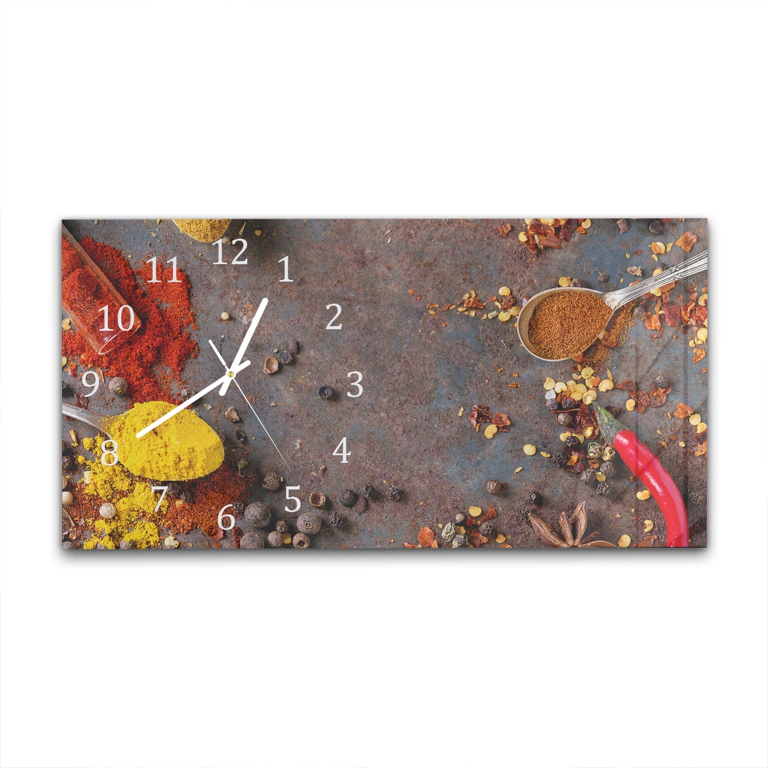 Wanduhr 60x30 - Bunte Gewürze und Kräuter