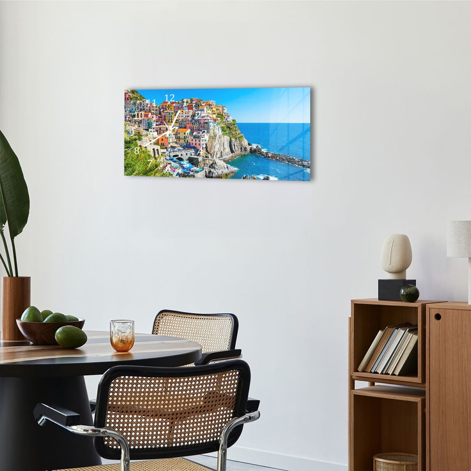 Wanduhr 60x30 - Bunte Cinque Terre an der Küste