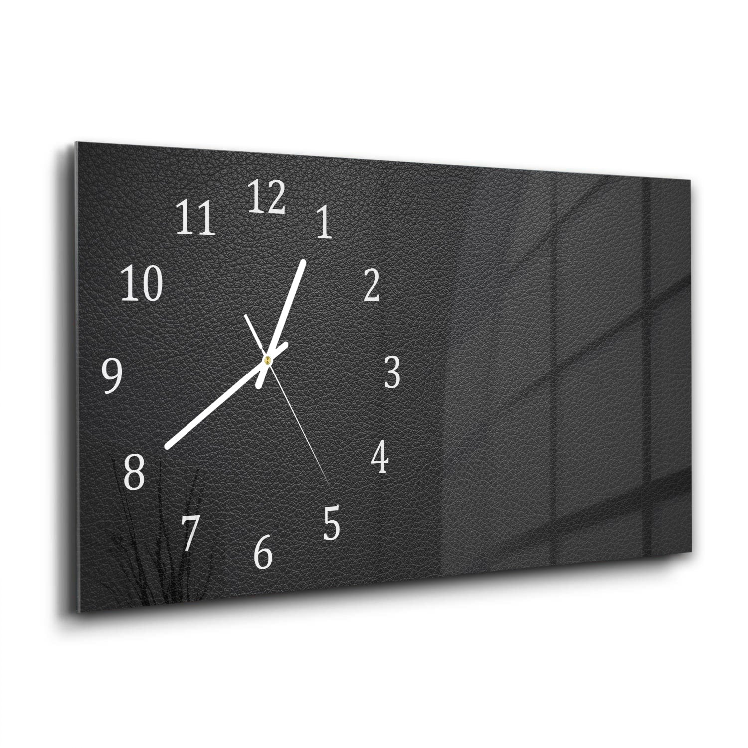 Wanduhr 60x30 - Schwarzes Leder
