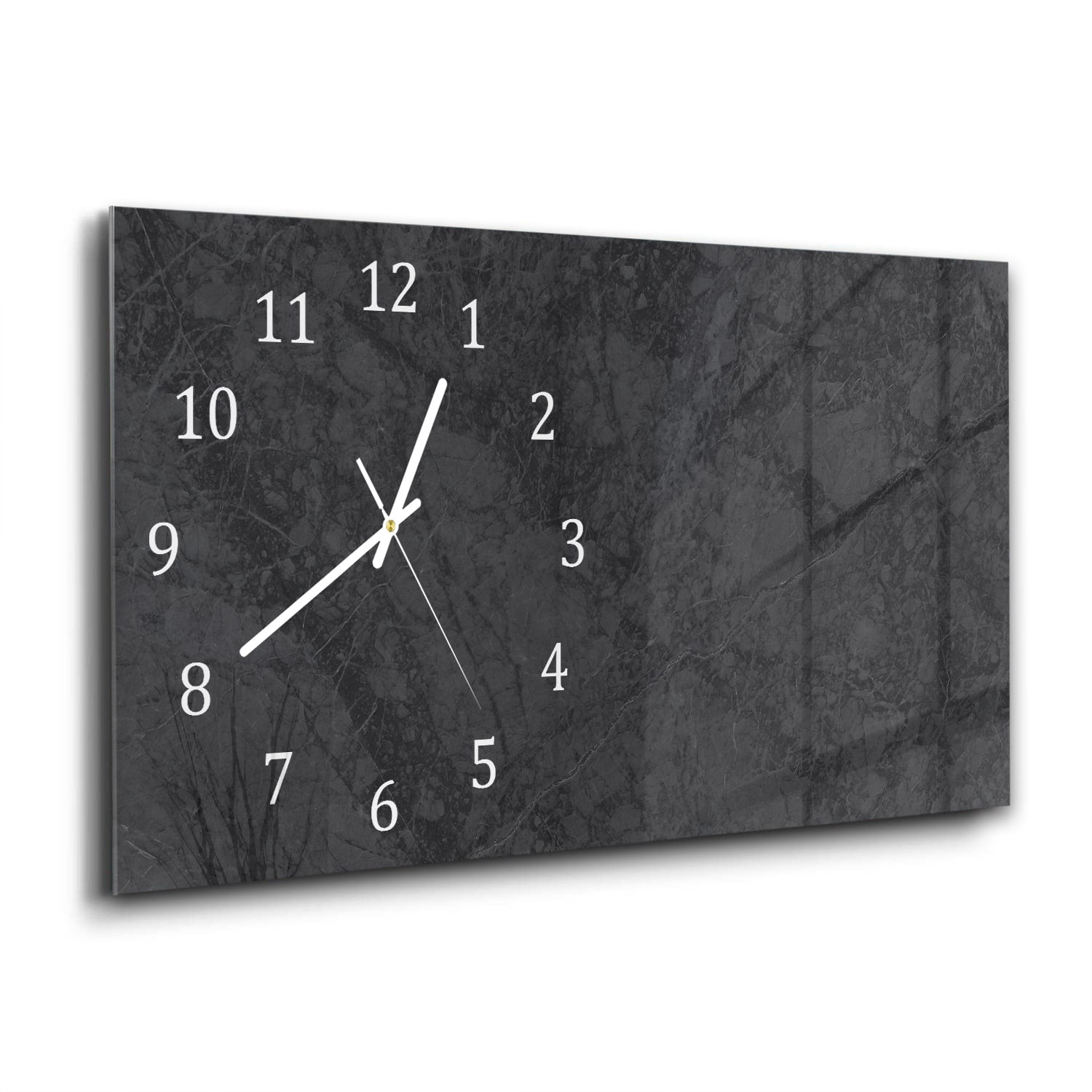 Wanduhr 60x30 - Schwarz/grauer Marmor