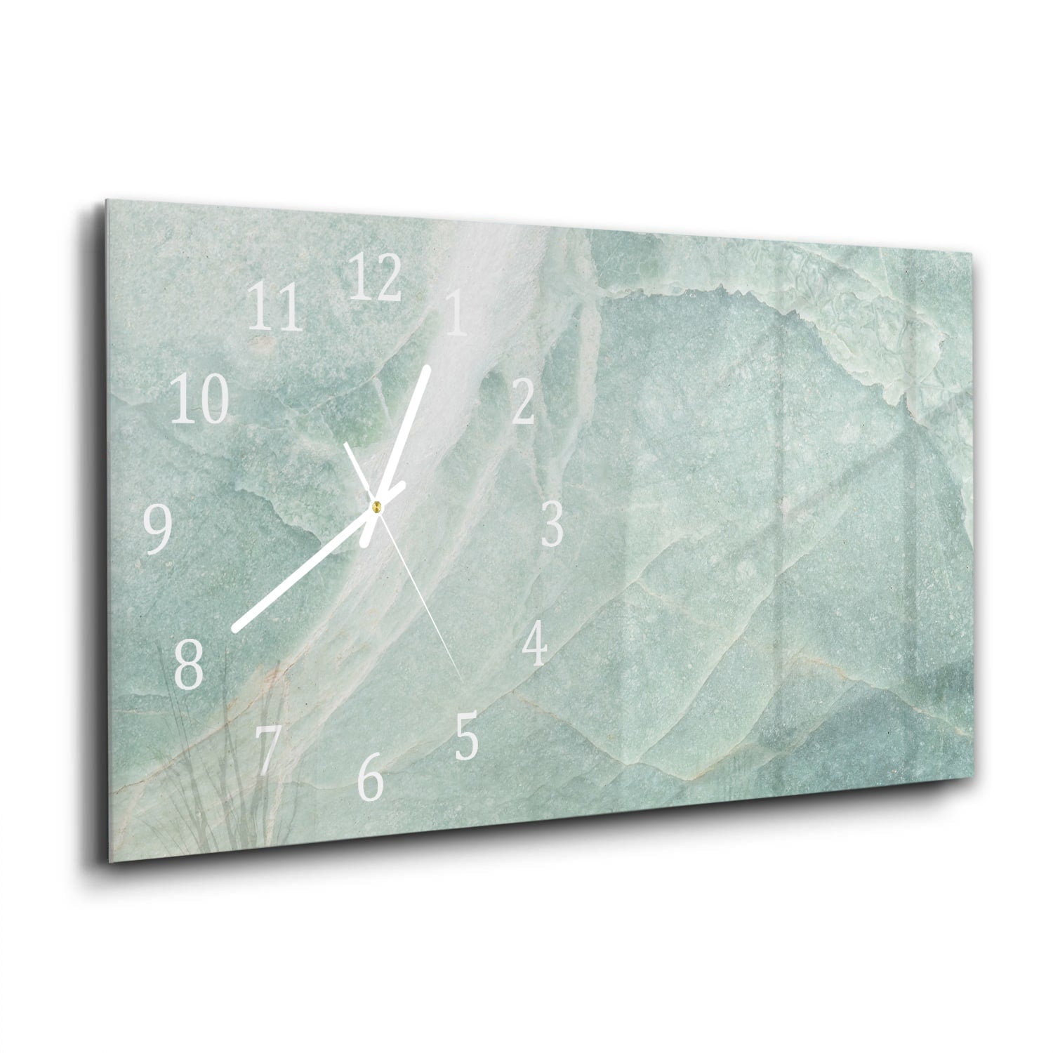 Wanduhr 60x30 - Hellblauer Marmor