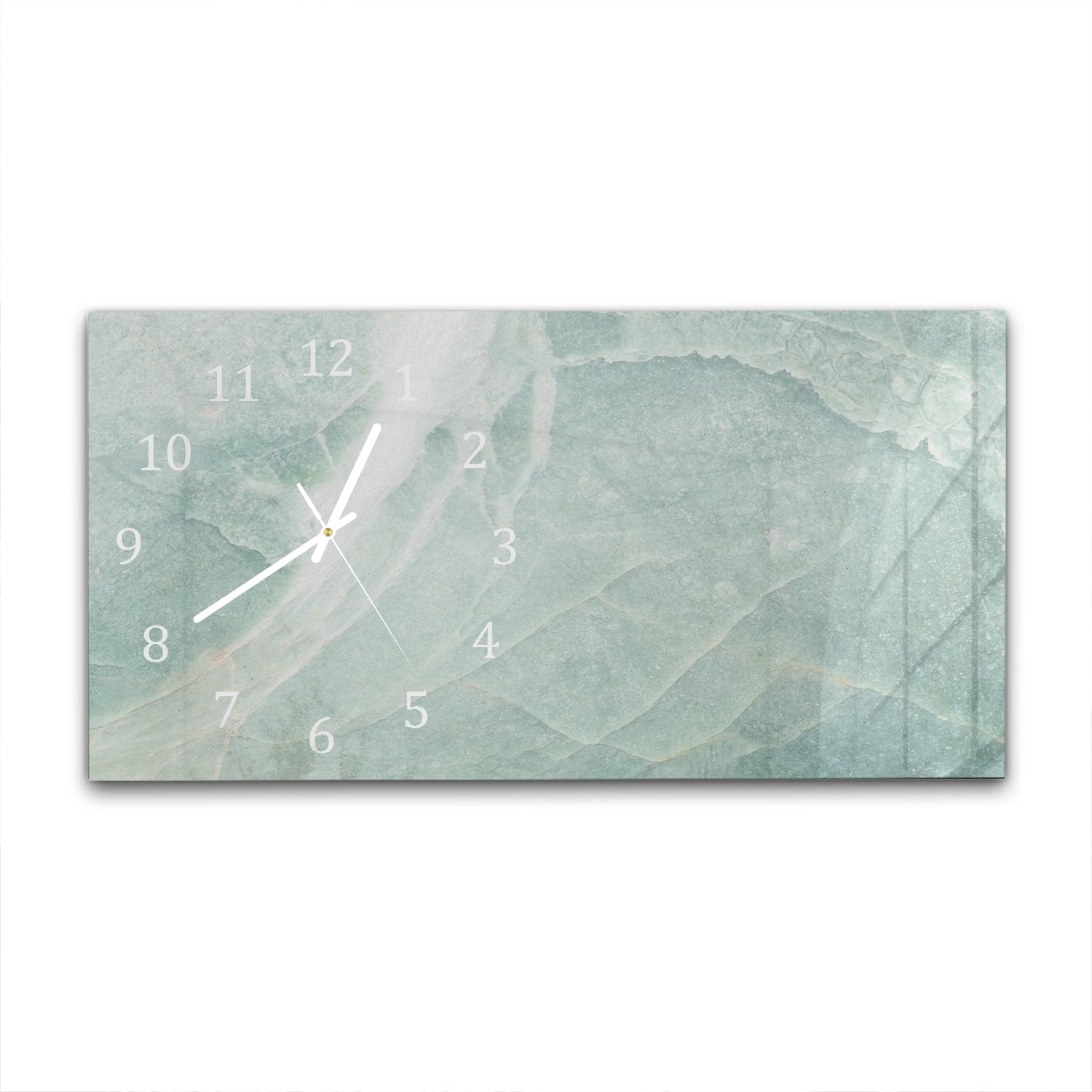 Wanduhr 60x30 - Hellblauer Marmor