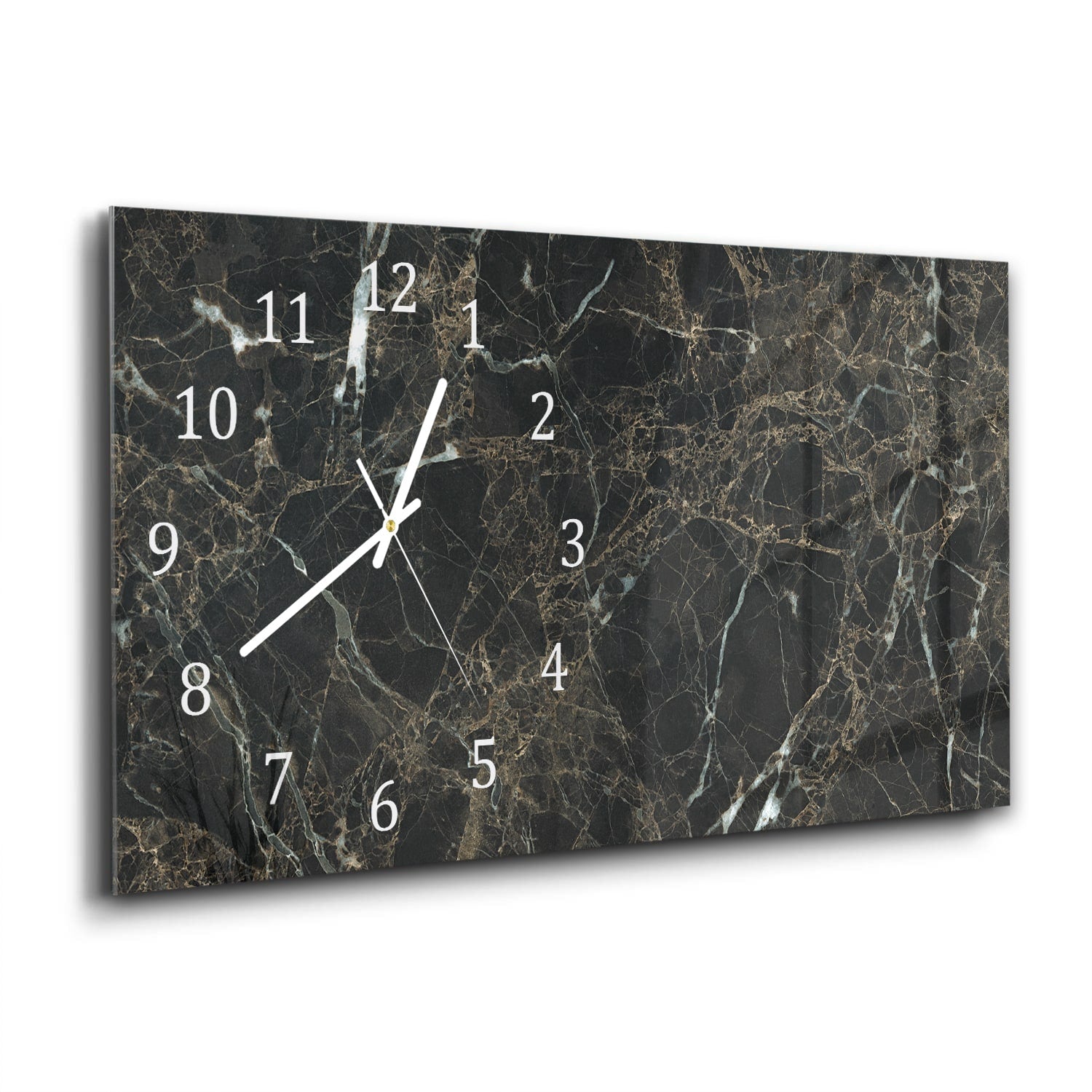 Wanduhr 60x30 - Schwarzer Marmor mit weißen Adern