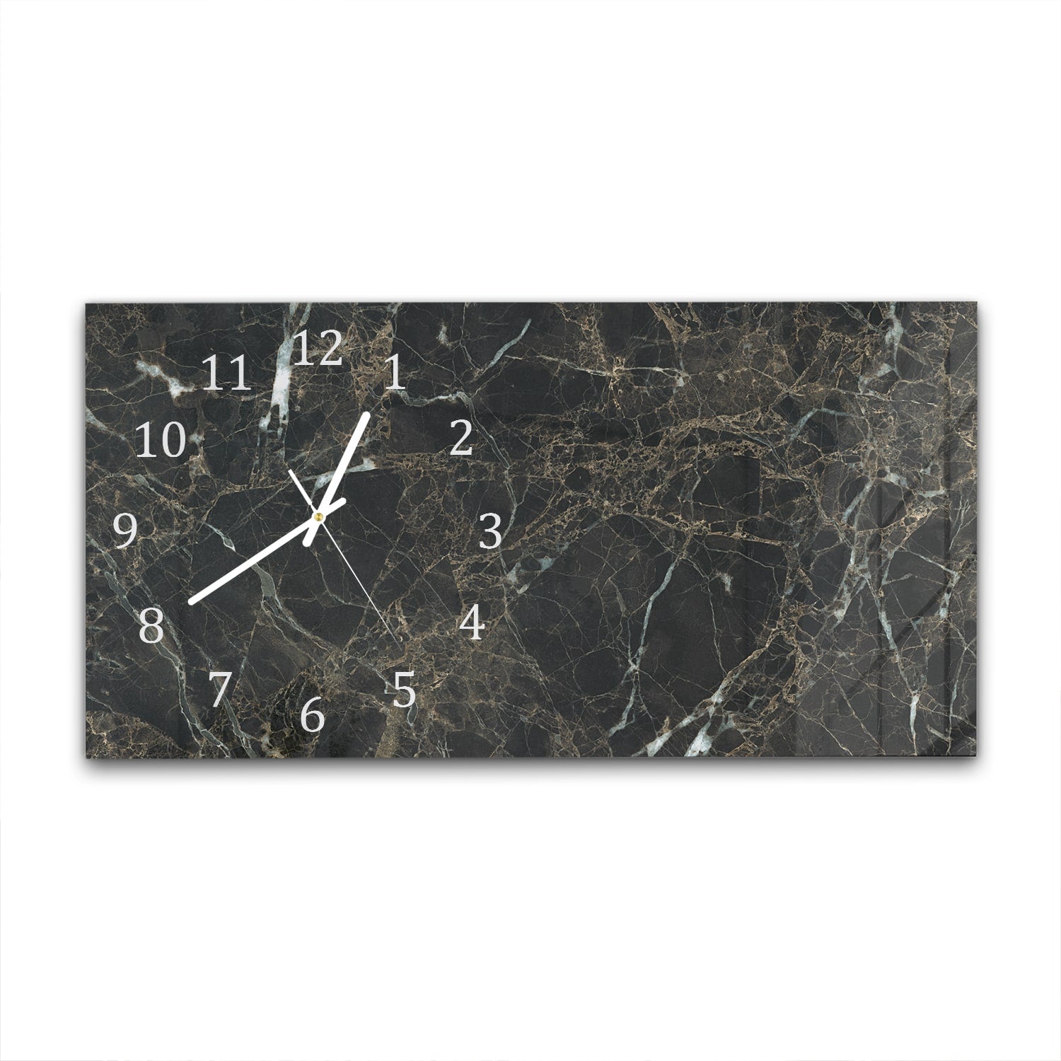 Wanduhr 60x30 - Schwarzer Marmor mit weißen Adern