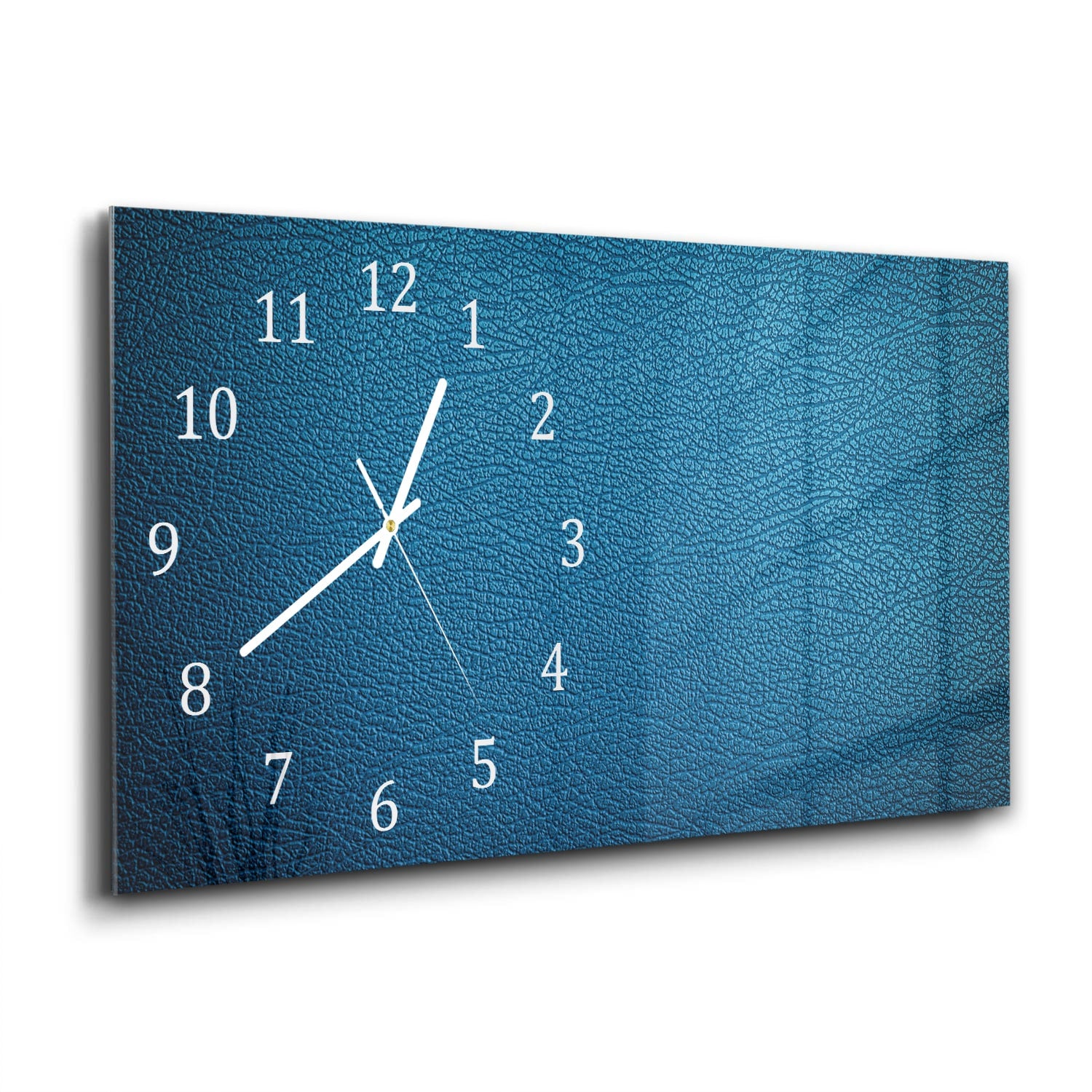 Wanduhr 60x30 - Blaues Leder