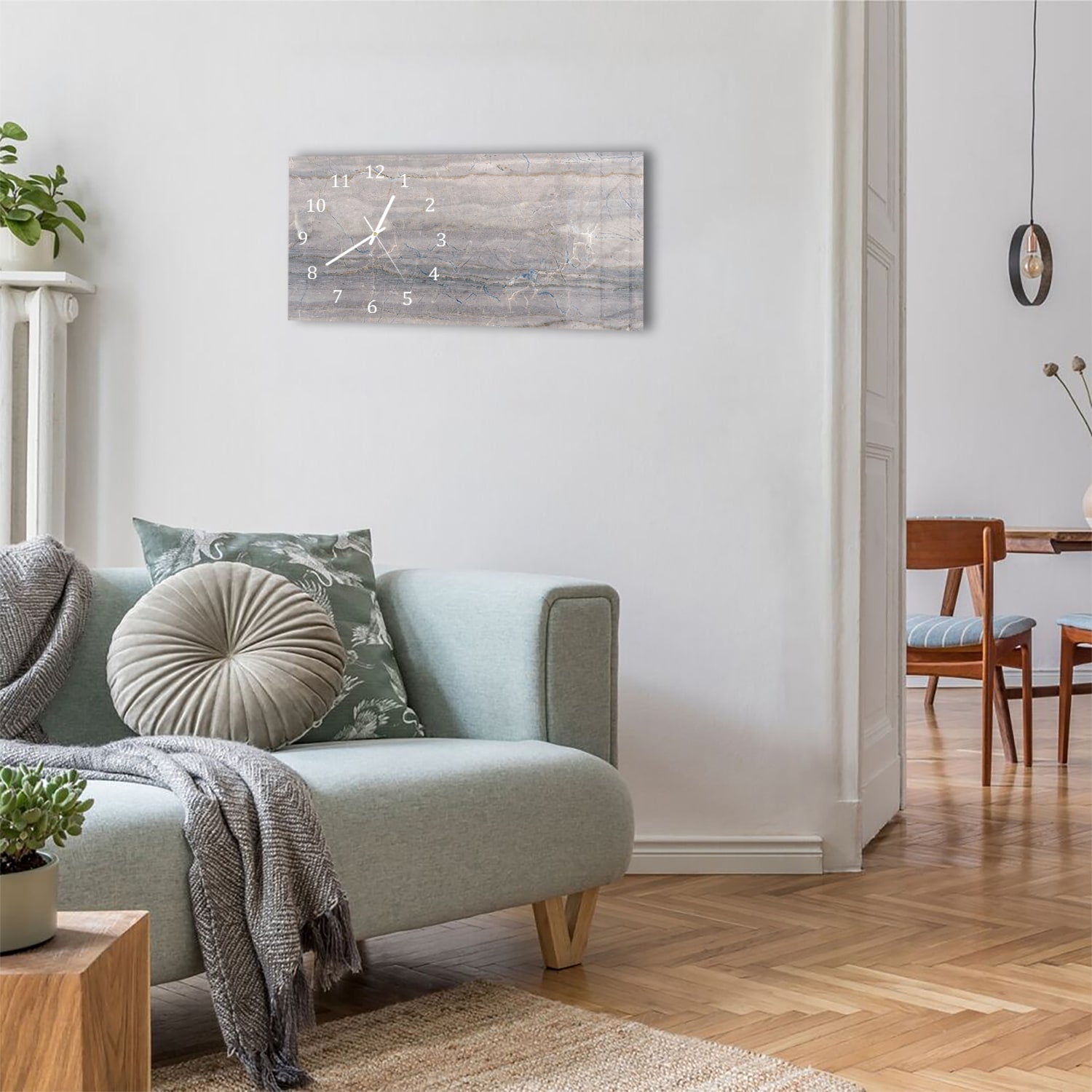 Wanduhr 60x30 - Grauer Marmor