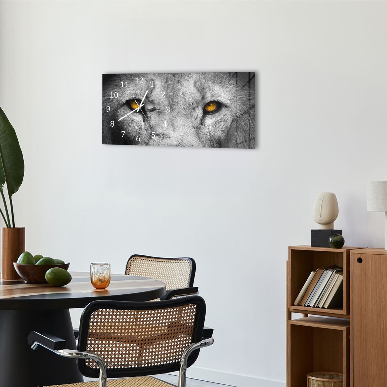 Wanduhr 60x30 - Löwengesicht