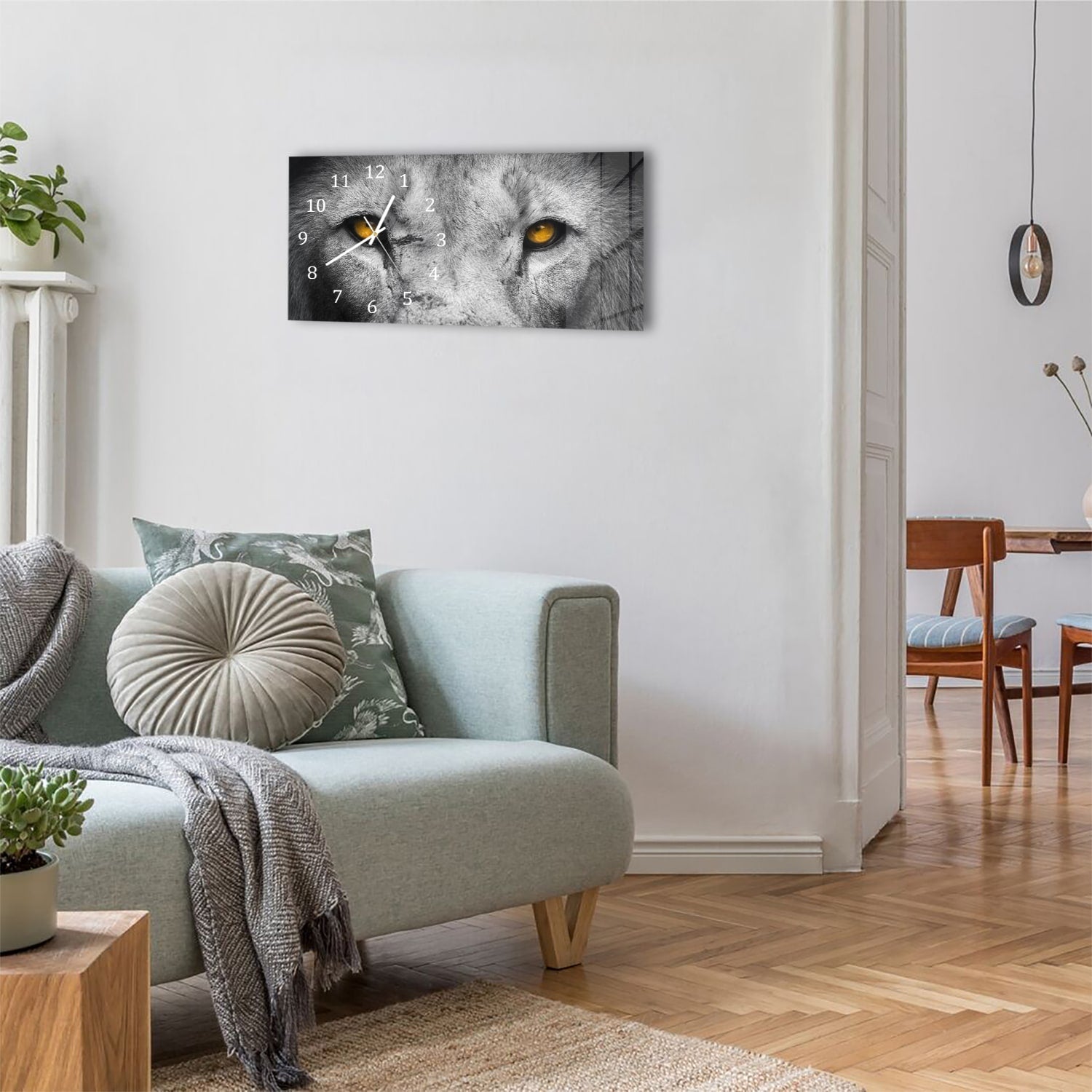 Wanduhr 60x30 - Löwengesicht