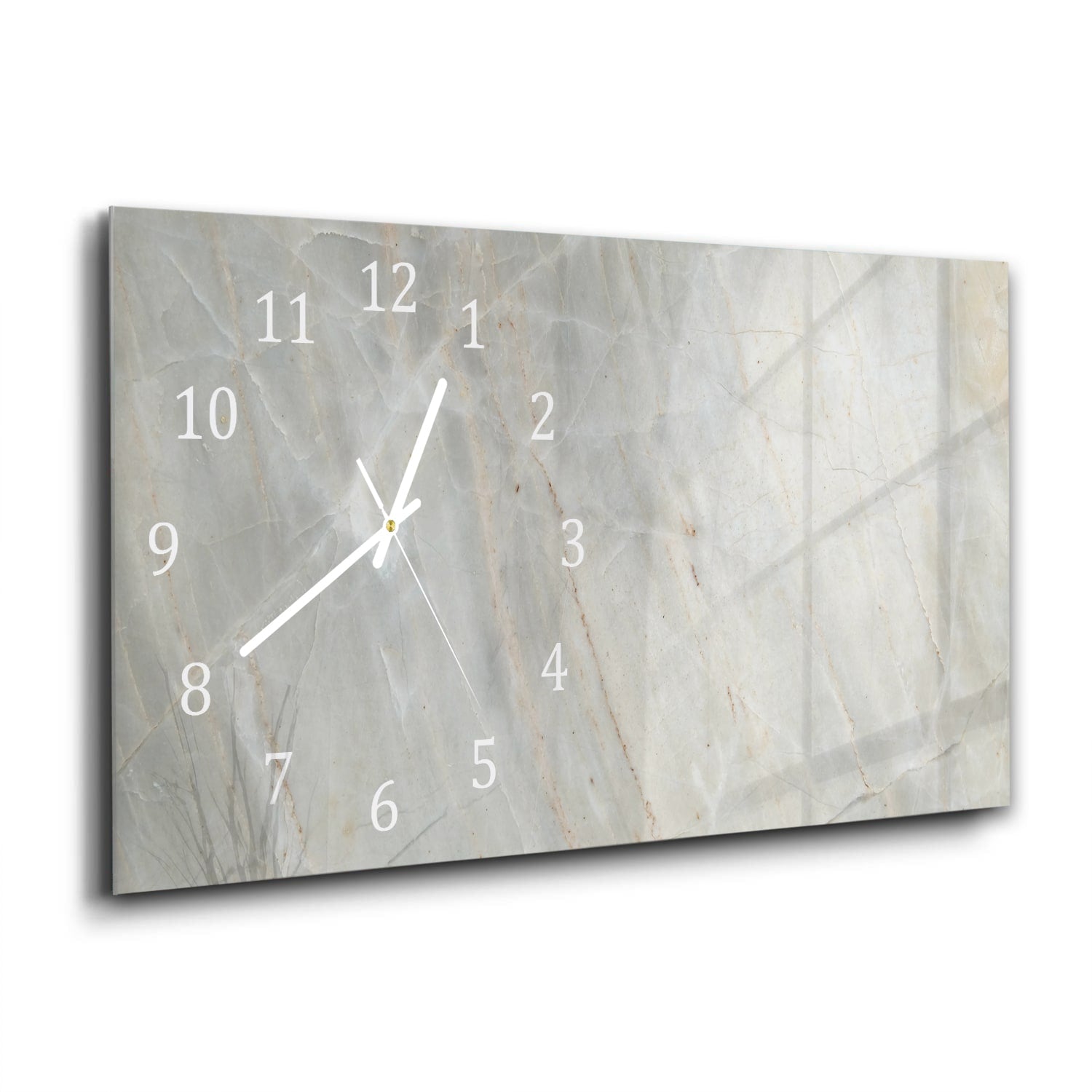 Wanduhr 60x30 - Hellgrauer Marmor