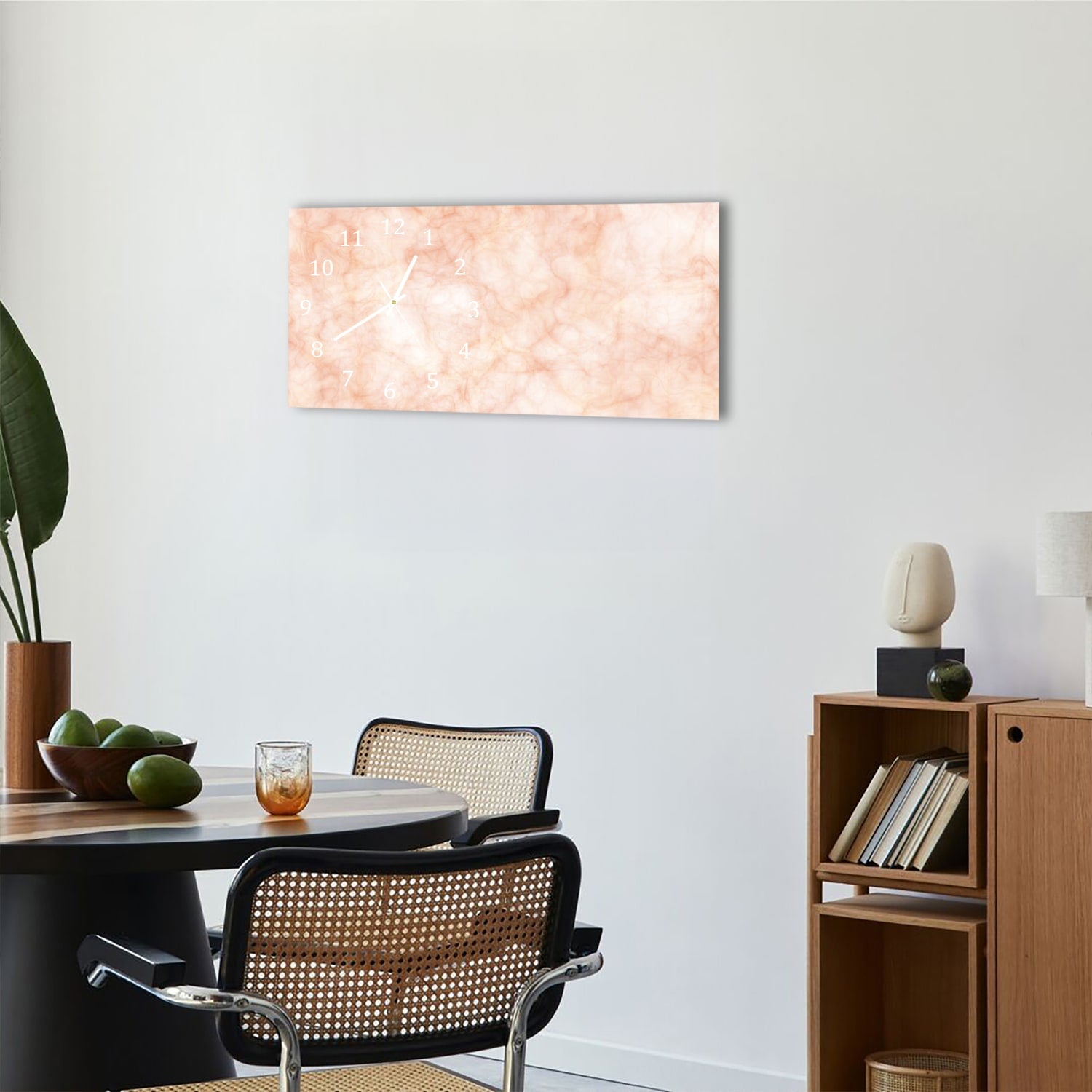Wanduhr 60x30 - Pfirsichfarbener Marmor