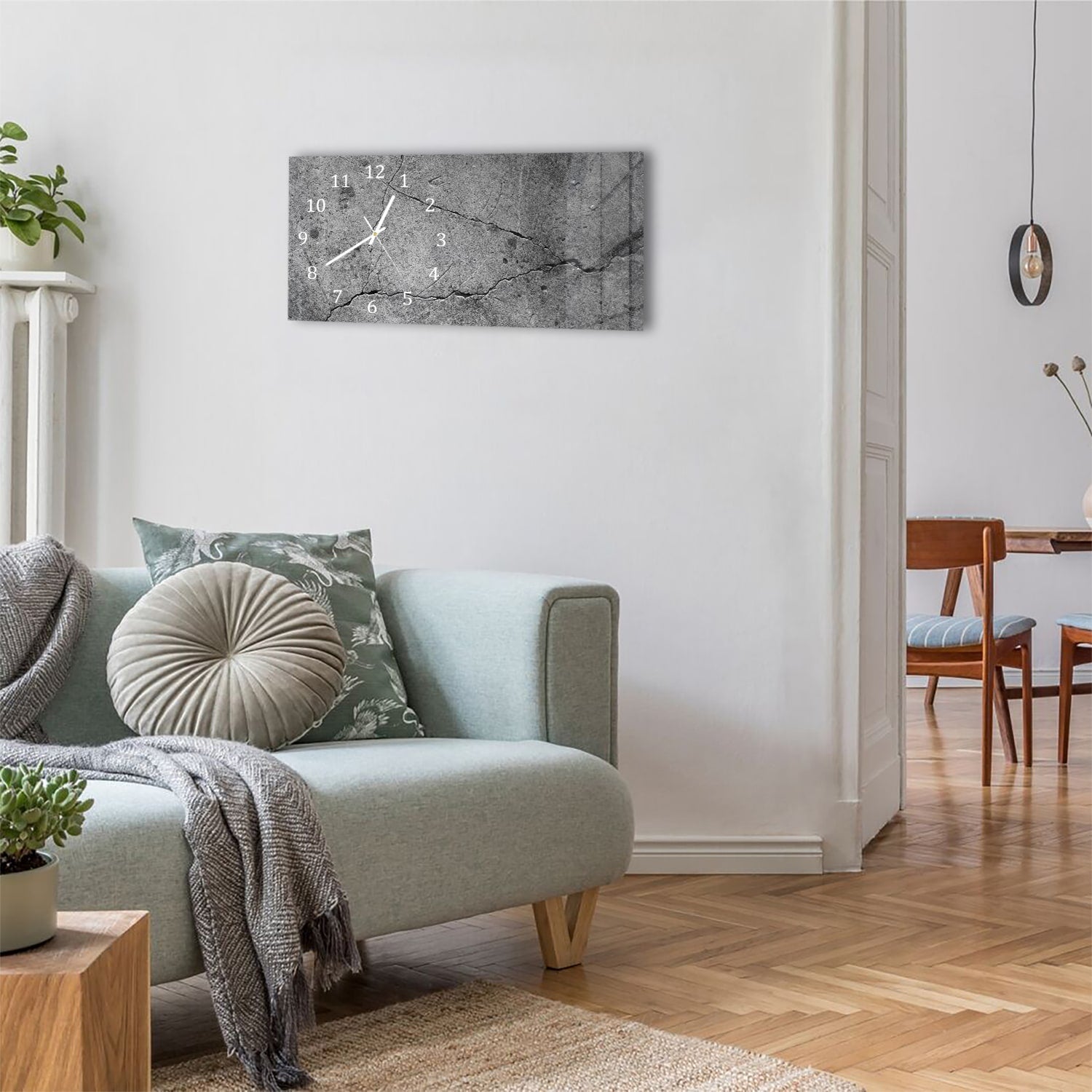 Wanduhr 60x30 - Beton mit Rissen