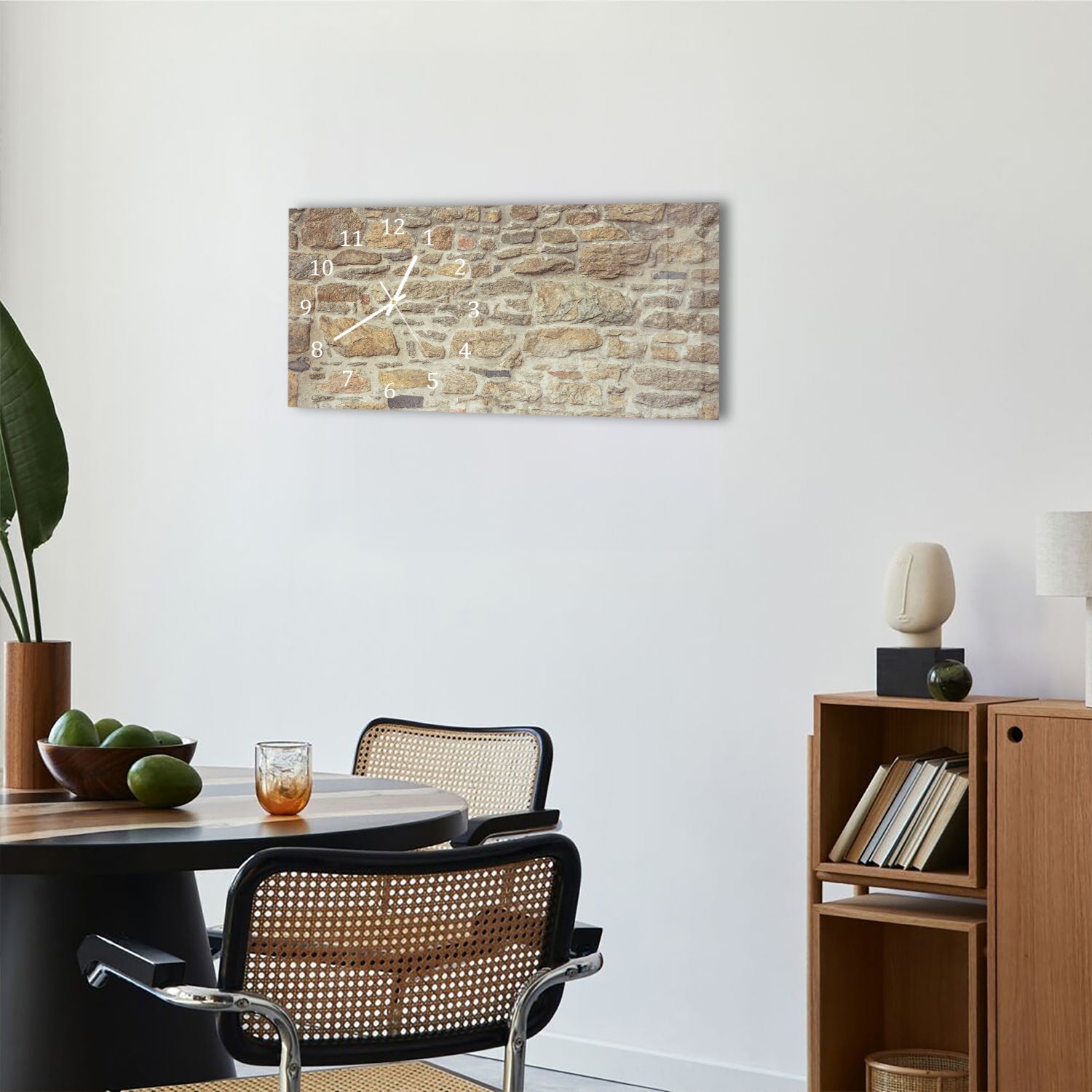 Wanduhr 60x30 - Granit-Steinmauer