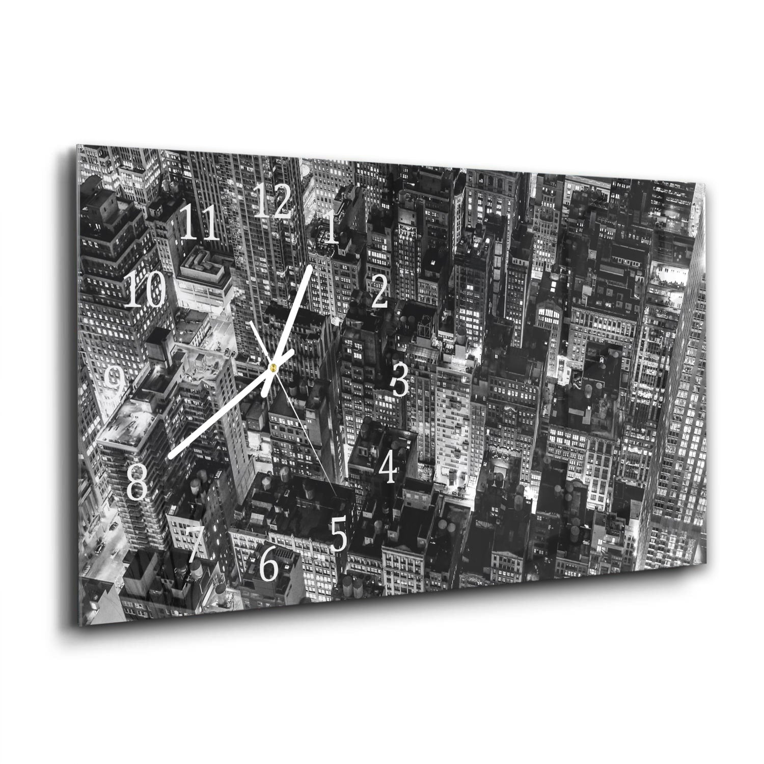 Wanduhr 60x30 - New York City Nachtansicht