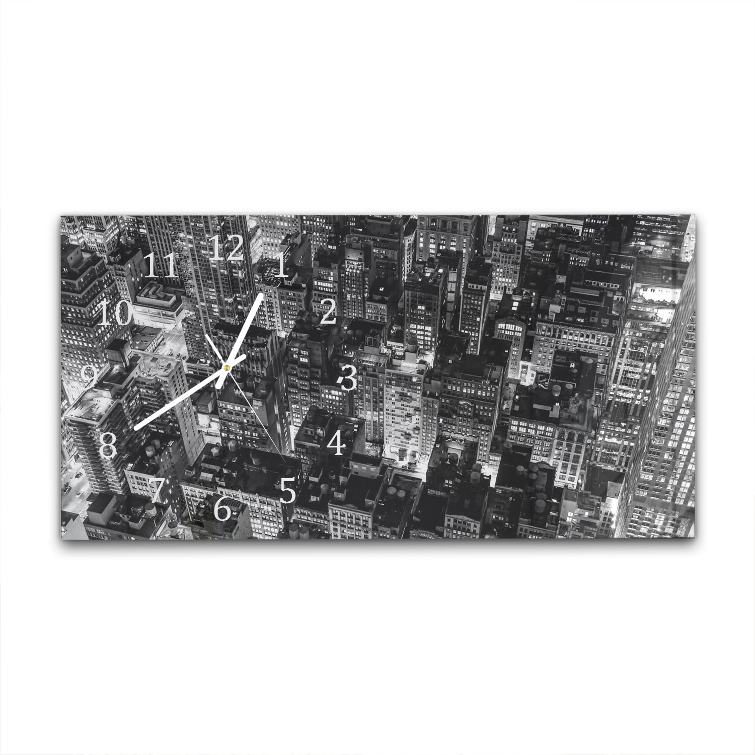 Wanduhr 60x30 - New York City Nachtansicht