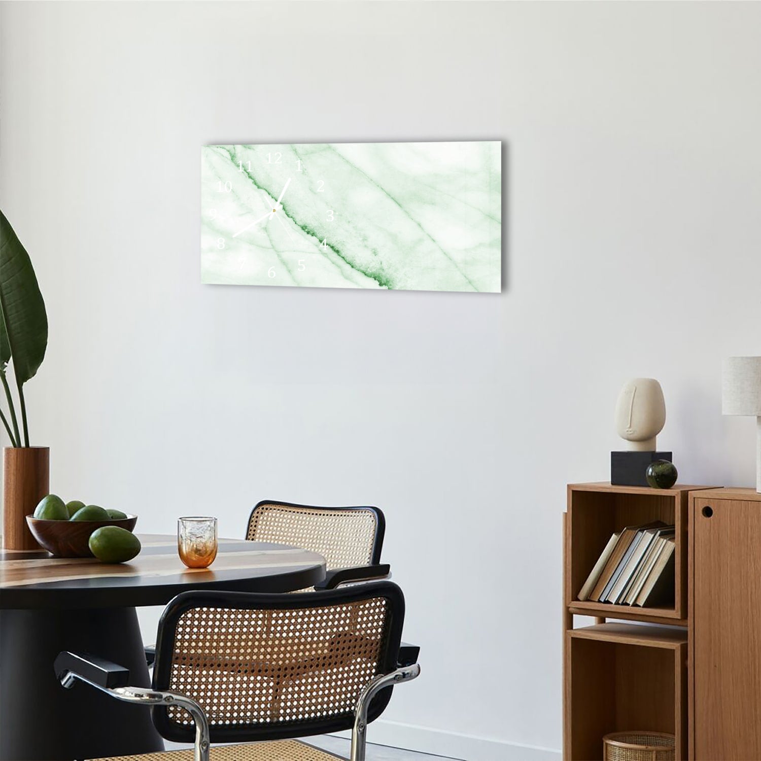 Wanduhr 60x30 - Smaragdgrüner Marmor