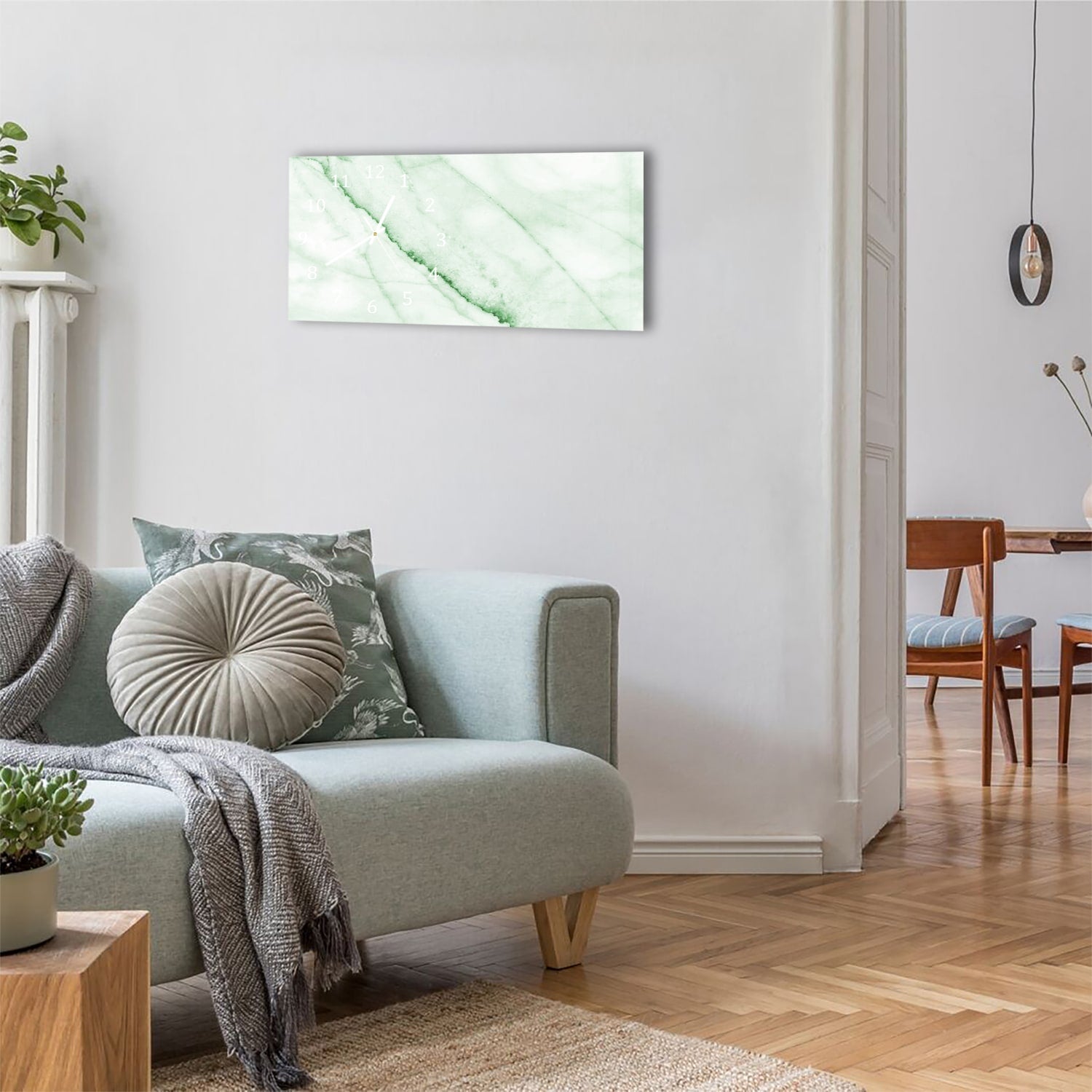 Wanduhr 60x30 - Smaragdgrüner Marmor