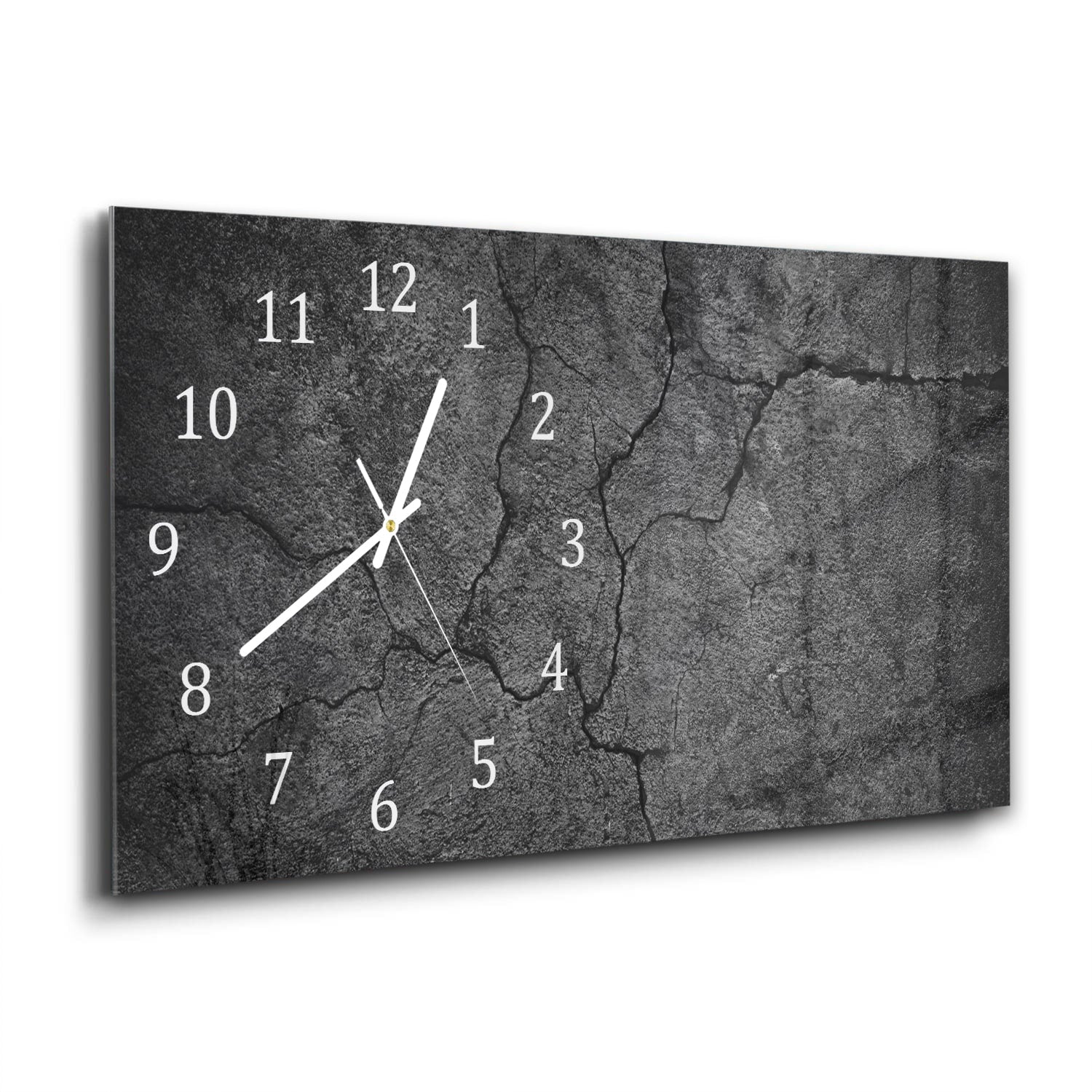 Wanduhr 60x30 - Schwarzer gerissener Beton