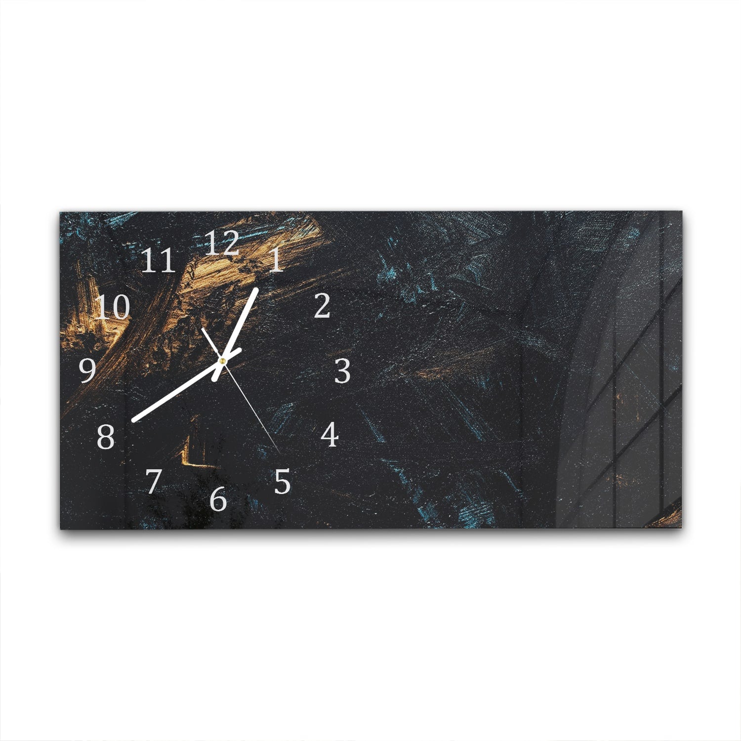 Wanduhr 60x30 - Abstrakter Schwarz-Gold-Hintergrund