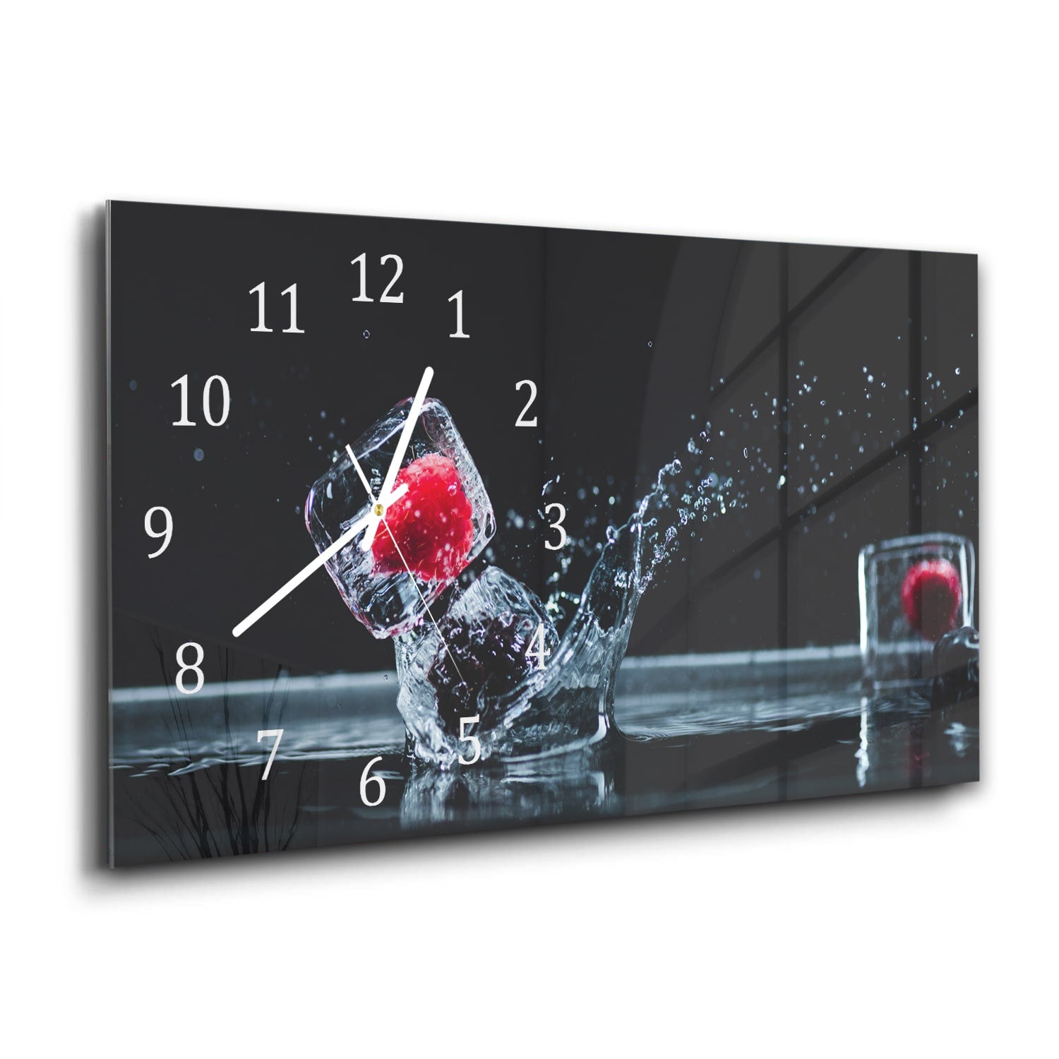 Wanduhr 60x30 - Früchte in Eiswürfeln