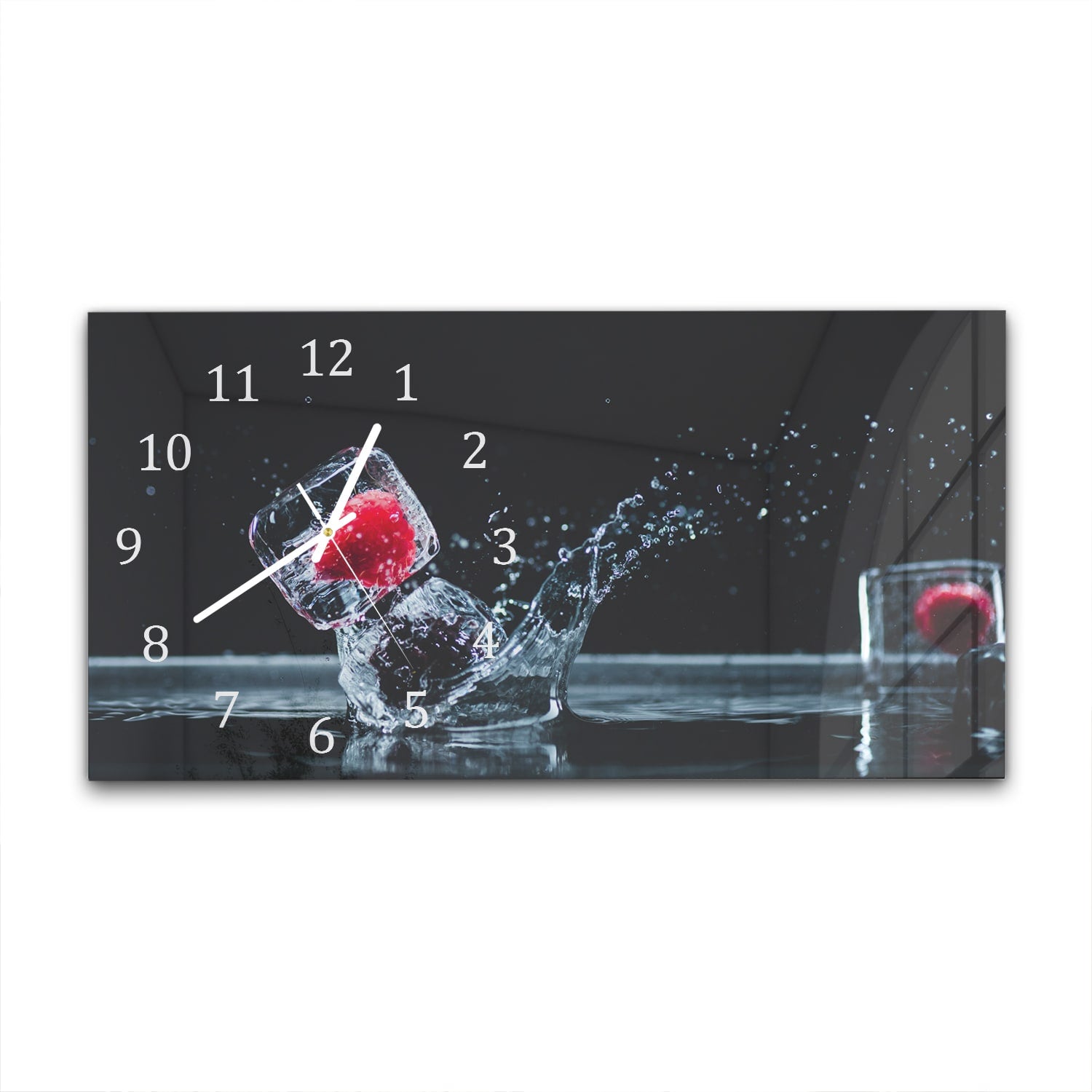 Wanduhr 60x30 - Früchte in Eiswürfeln