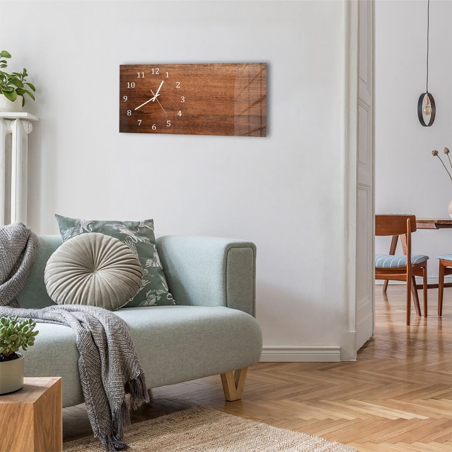 Wanduhr 60x30 - Altes braunes Holz