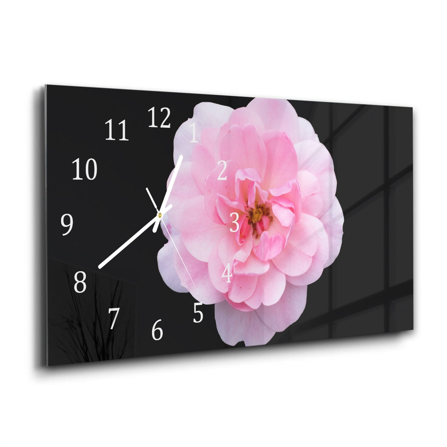 Wanduhr 60x30 - Hellrosa Floribunda