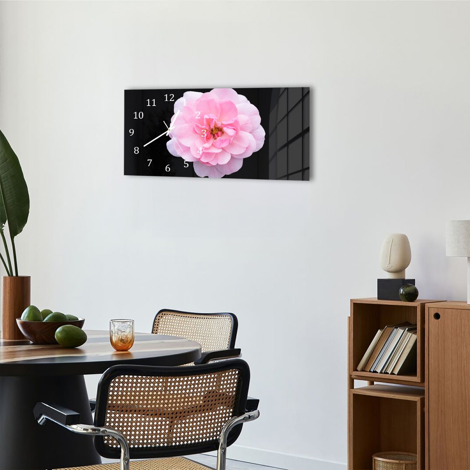 Wanduhr 60x30 - Hellrosa Floribunda