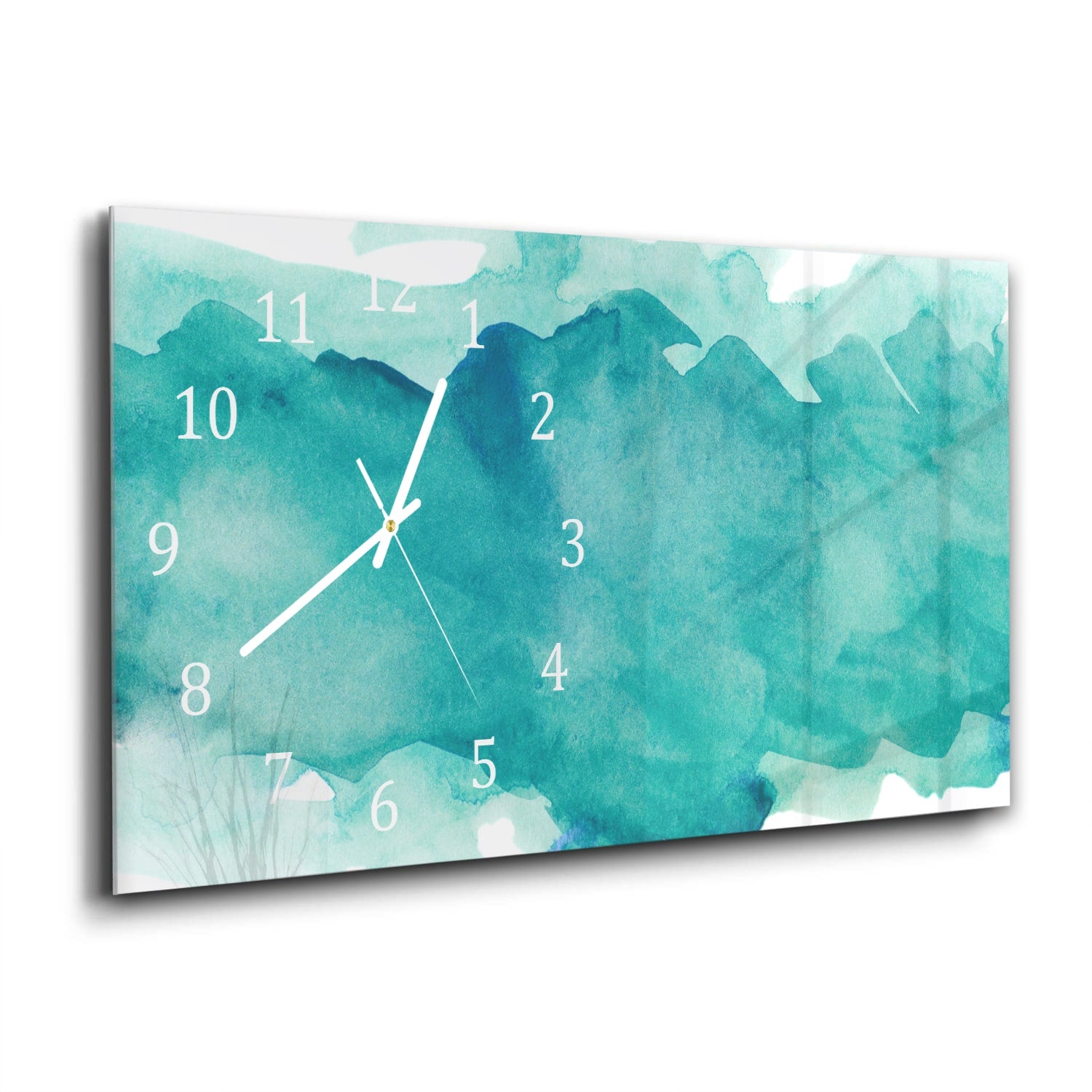 Wanduhr 60x30 - Grüner Aquarellstreifen