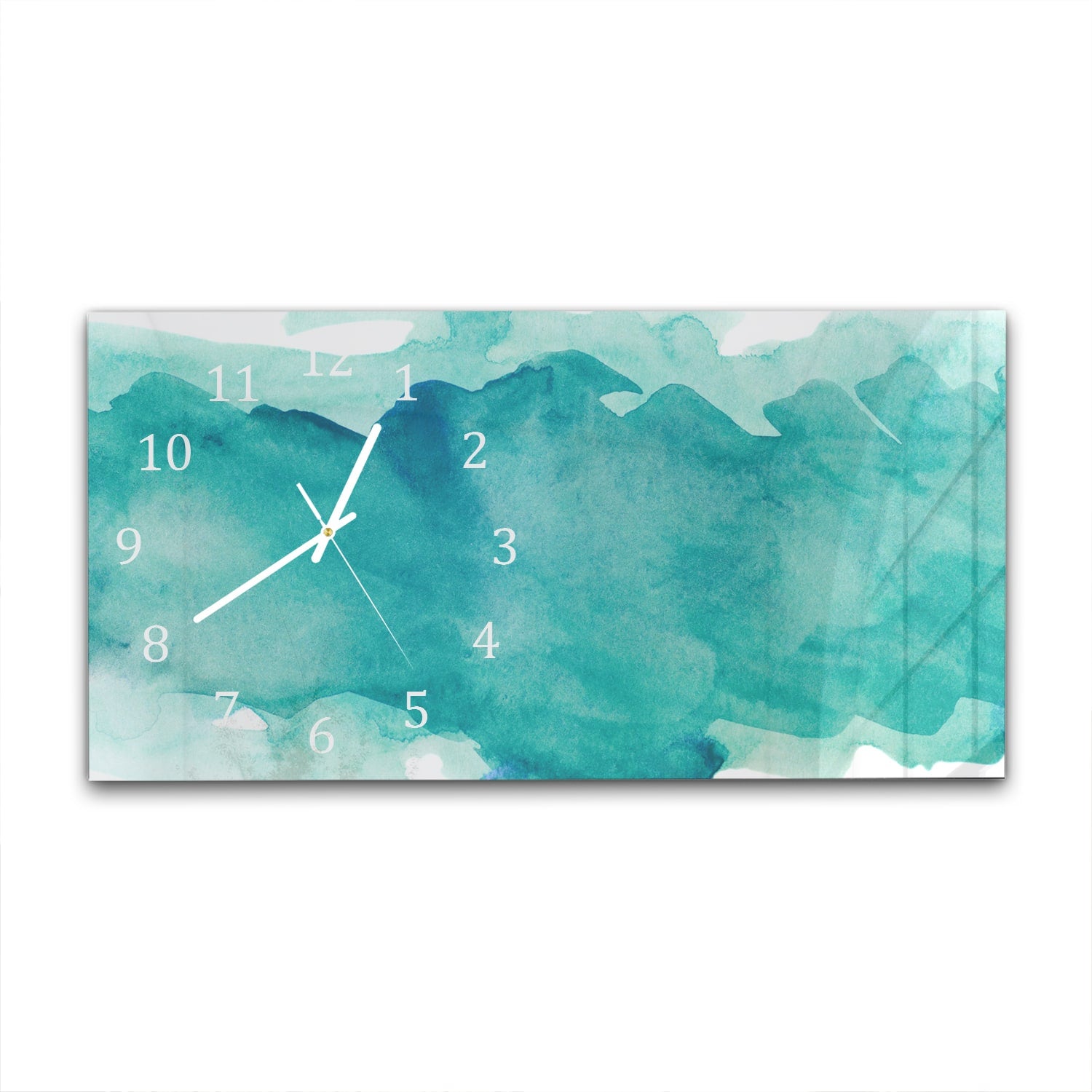 Wanduhr 60x30 - Grüner Aquarellstreifen