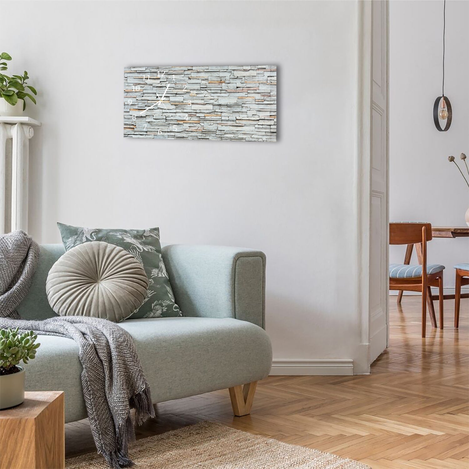 Wanduhr 60x30 - Steinmauer