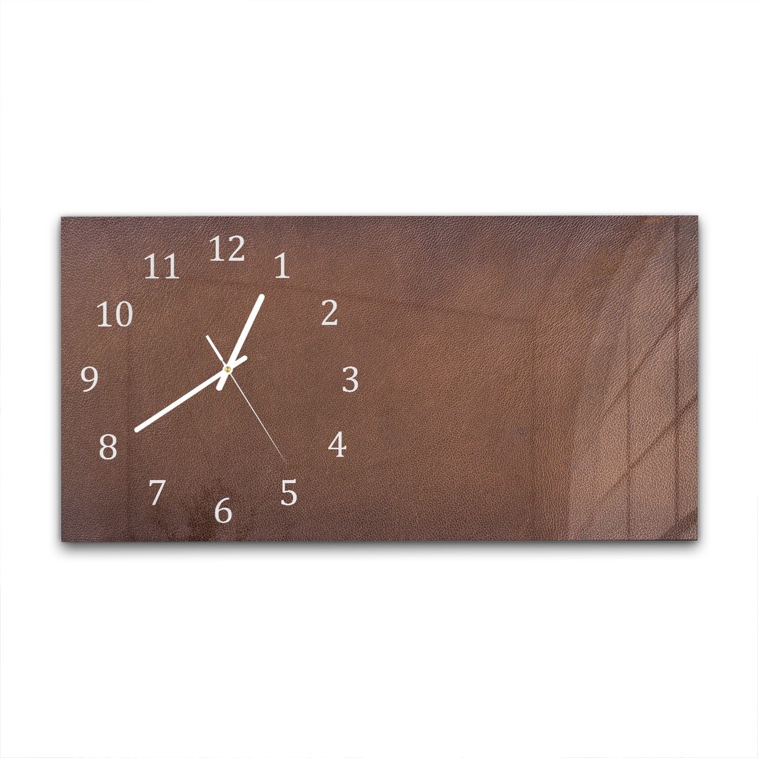Wanduhr 60x30 - Braunes Leder