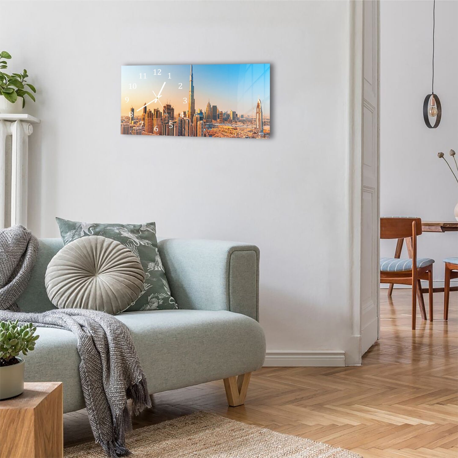 Wanduhr 60x30 - Sonnenuntergang in Dubai