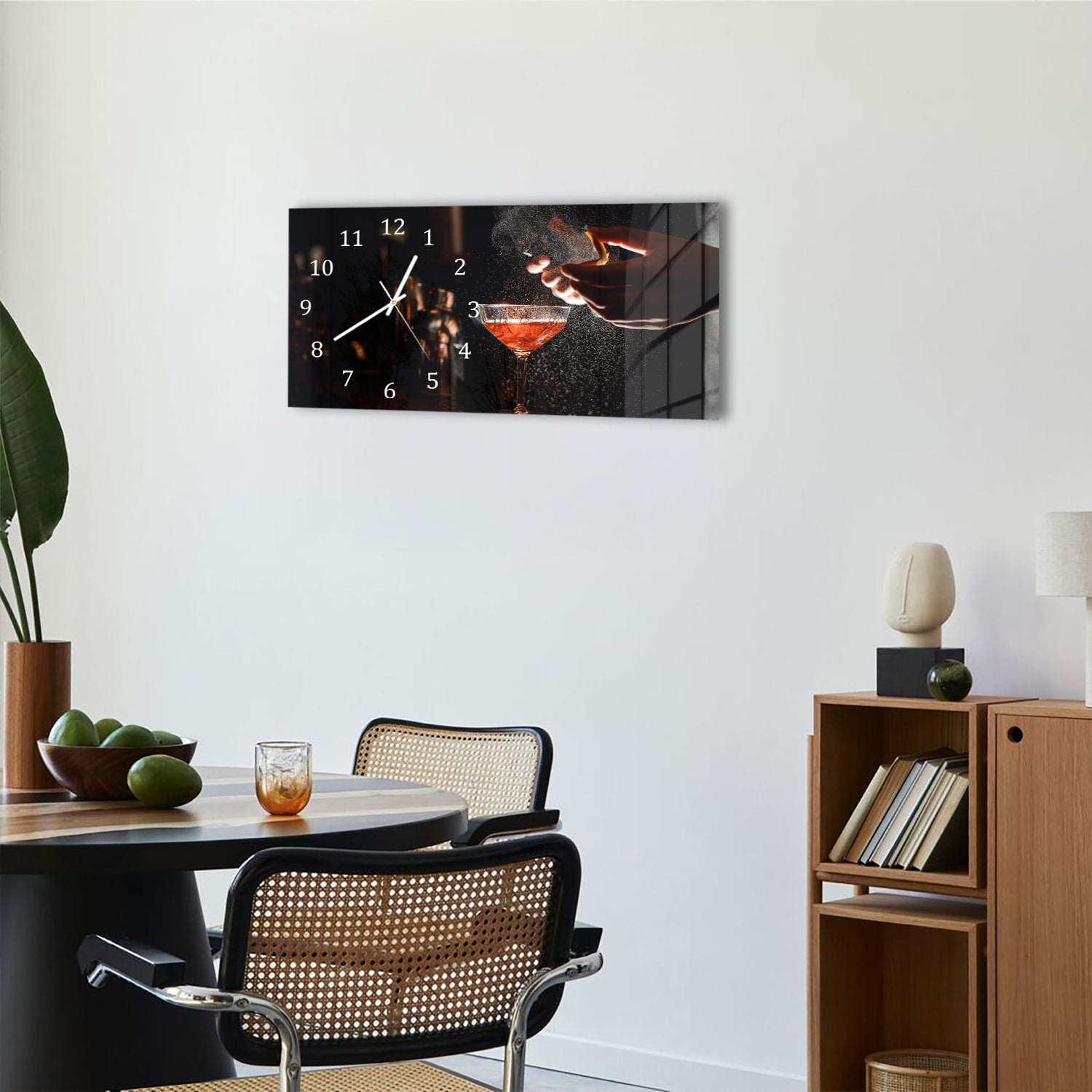 Wanduhr 60x30 - Eleganter Cocktail